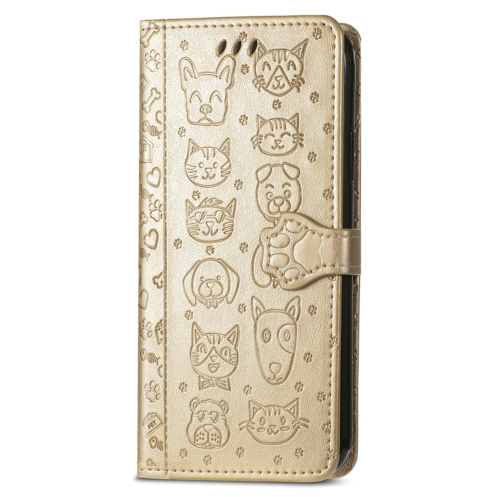 For Samsung Galaxy A54 5G PU Leather Wallet Cover Imprinted Cat Dog Pattern Anti-scratch Phone Stand Case