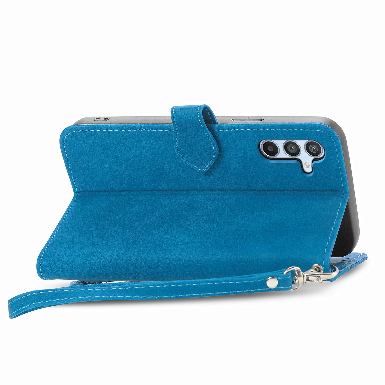 Til Samsung Galaxy A54 5G Flower Imprinted Pattern PU Læder Lynlås Pocket Case Pung Stand Telefon Cover