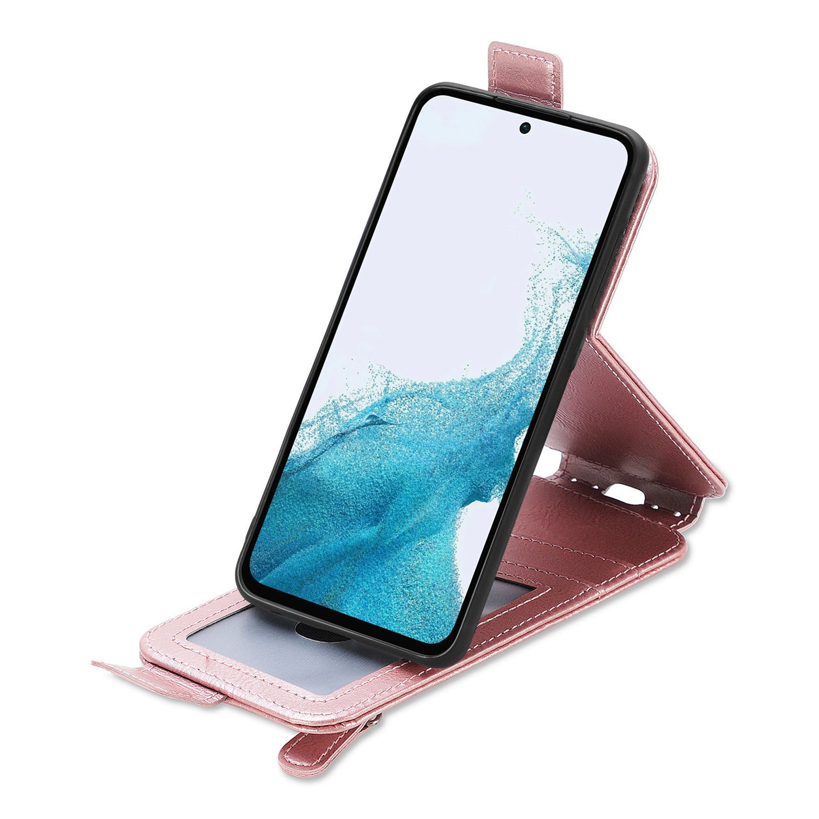 For Samsung Galaxy A54 5G Vertical Flip Phone Case Dustproof PU Leather Zipper Wallet Foldable Stand Cover