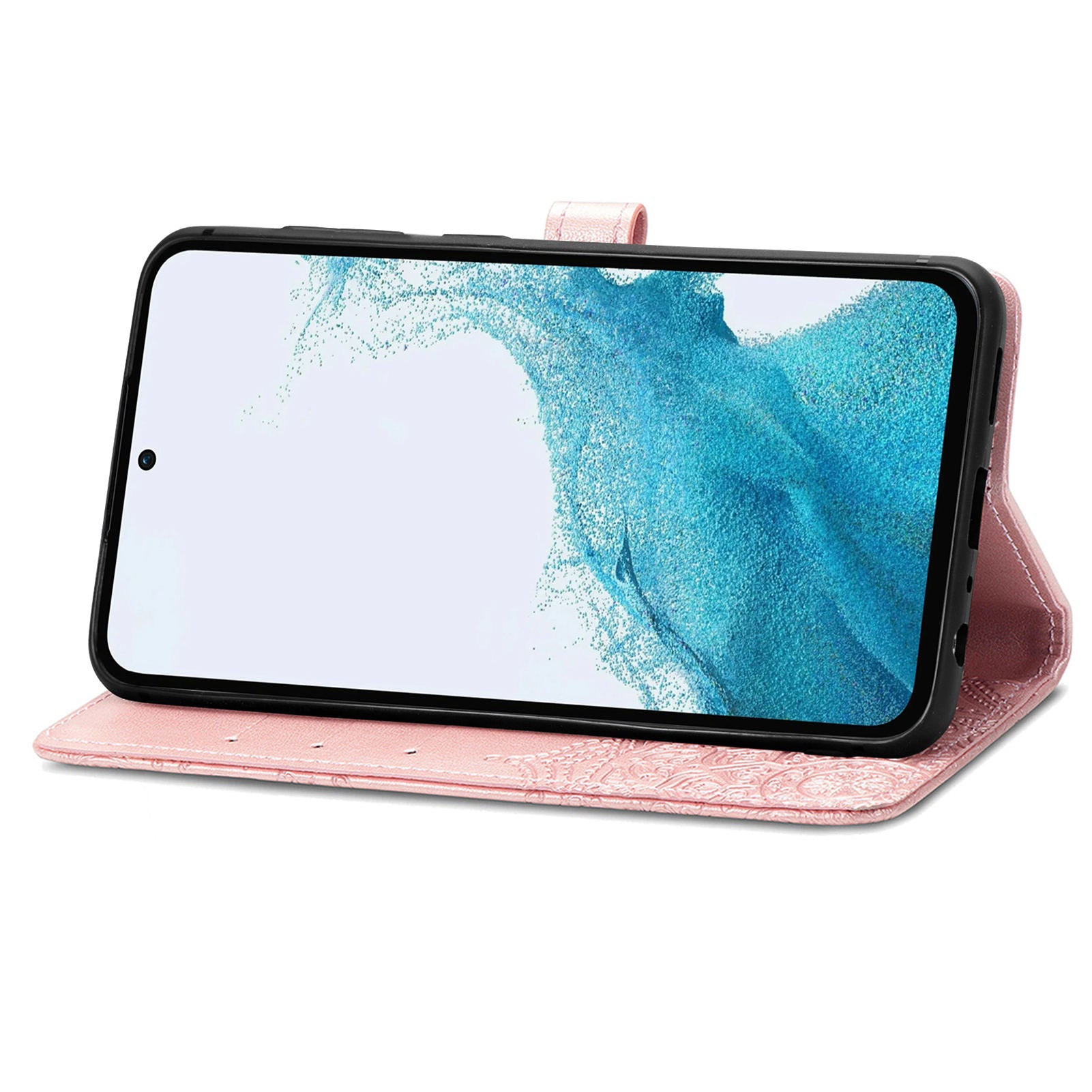 Til Samsung Galaxy A54 5G præget mandala mønster PU læder stativ etui Magnetisk lås tegnebogscover med rem