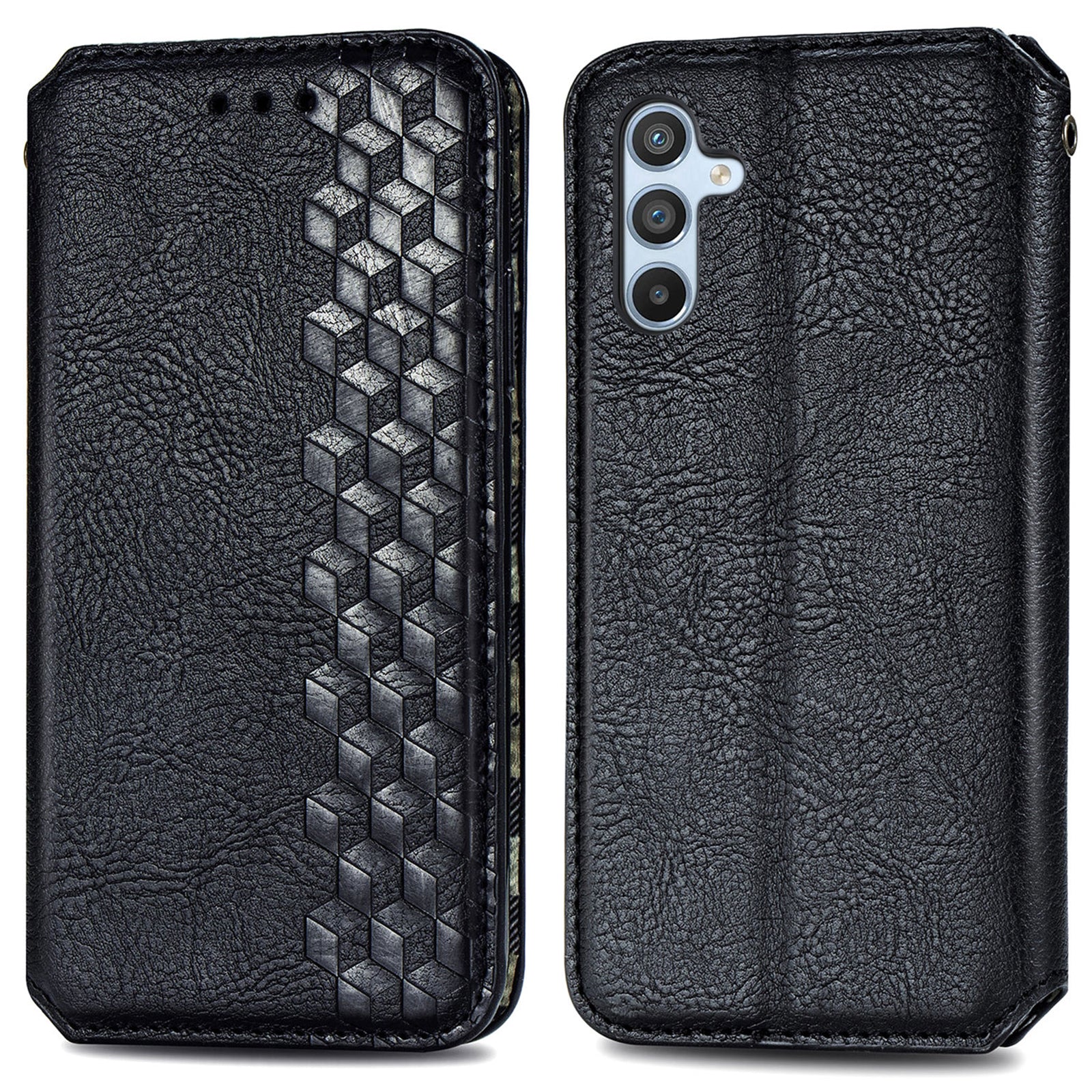 For Samsung Galaxy A54 5G Anti-Scratch PU Leather Rhombus Imprinted Cover Magnetic Auto-absorbed Stand Wallet Flip Phone Case