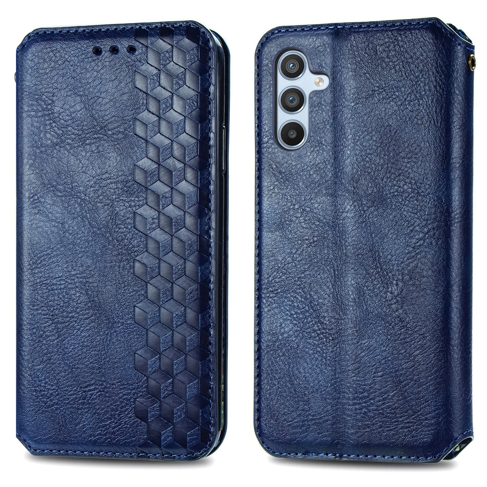 For Samsung Galaxy A54 5G Anti-Scratch PU Leather Rhombus Imprinted Cover Magnetic Auto-absorbed Stand Wallet Flip Phone Case