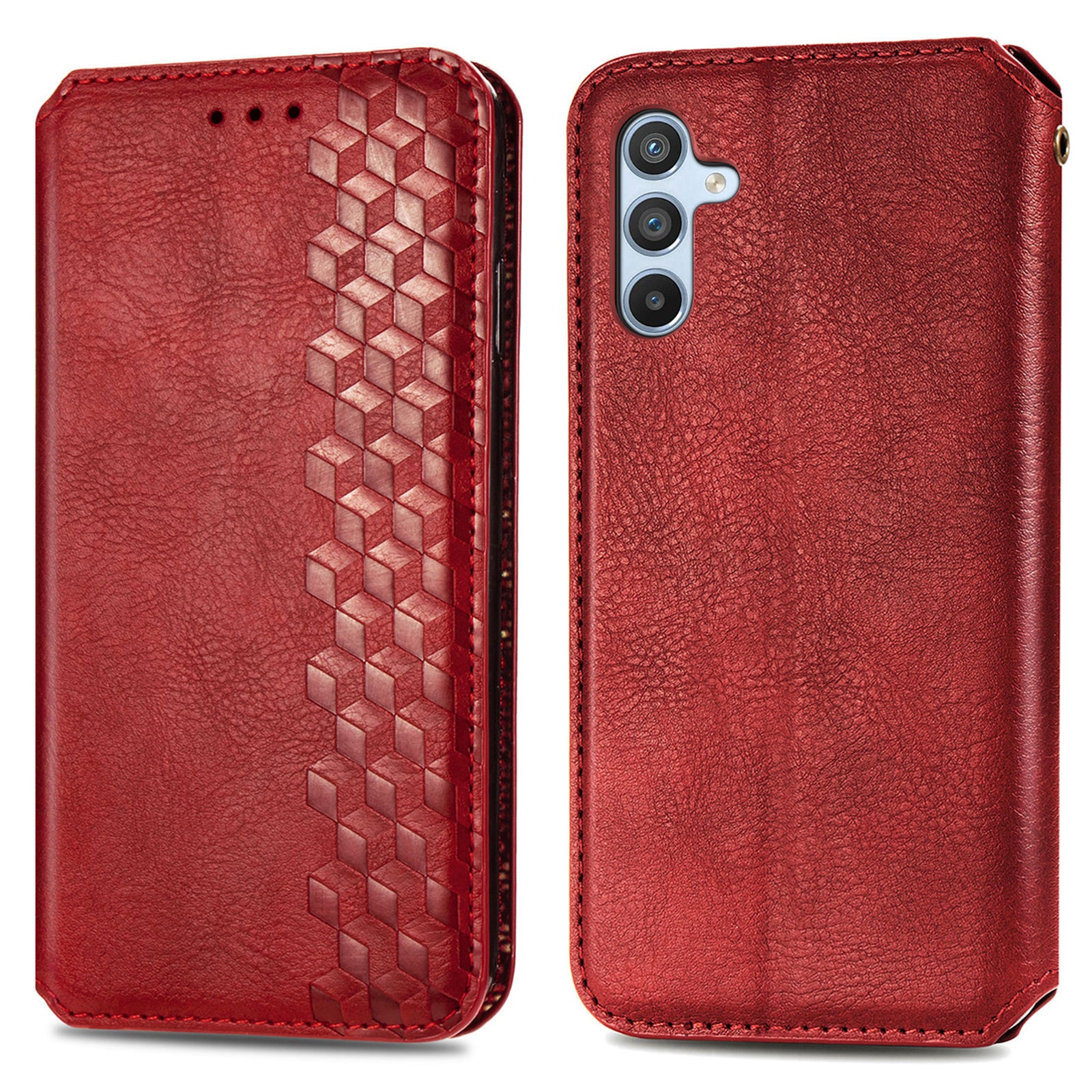 For Samsung Galaxy A54 5G Anti-Scratch PU Leather Rhombus Imprinted Cover Magnetic Auto-absorbed Stand Wallet Flip Phone Case