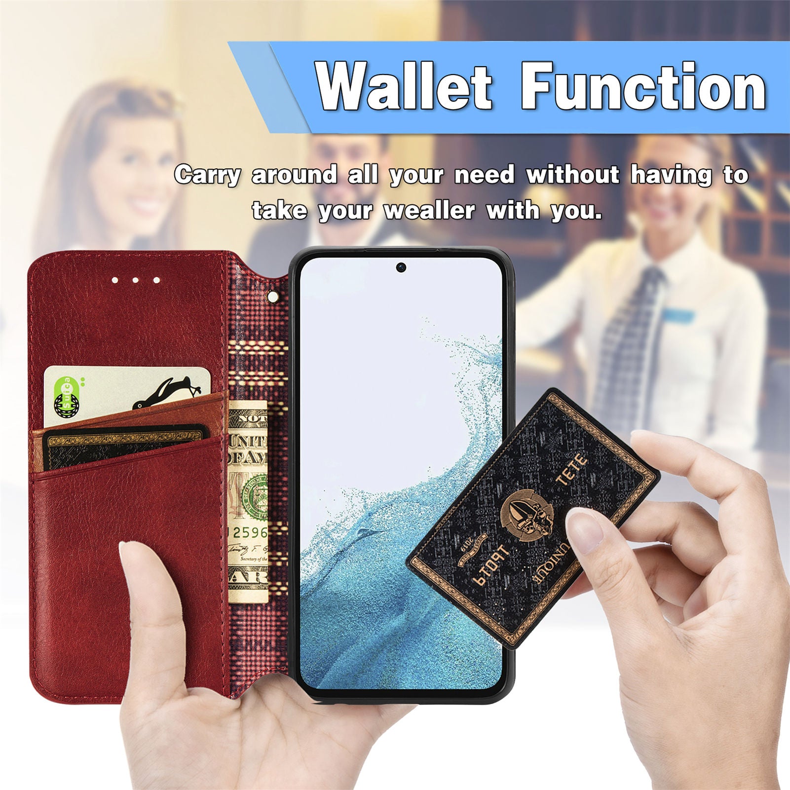 For Samsung Galaxy A54 5G Anti-Scratch PU Leather Rhombus Imprinted Cover Magnetic Auto-absorbed Stand Wallet Flip Phone Case