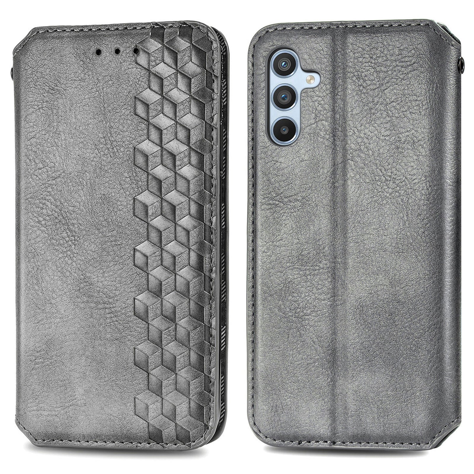 For Samsung Galaxy A54 5G Anti-Scratch PU Leather Rhombus Imprinted Cover Magnetic Auto-absorbed Stand Wallet Flip Phone Case