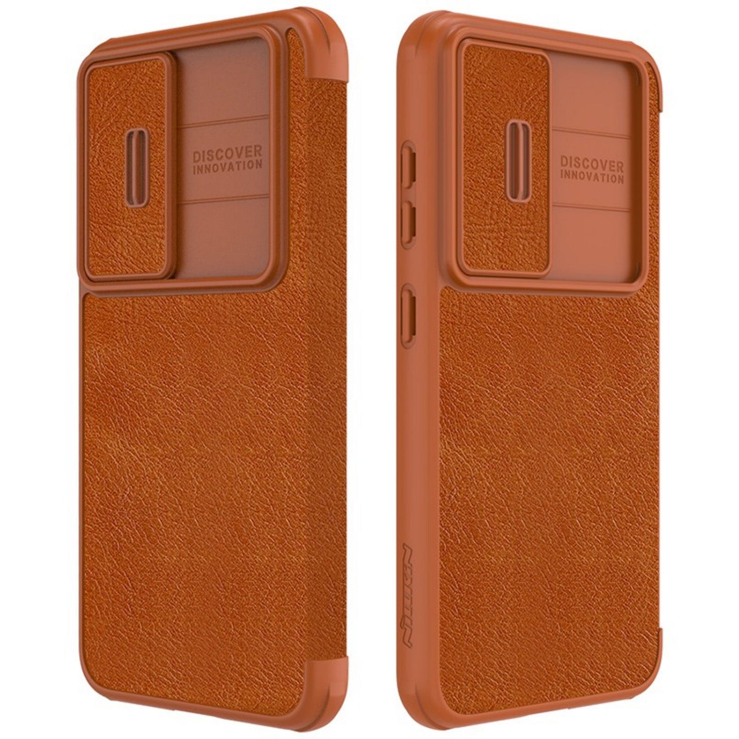 NILLKIN Qin Pro Series for Samsung Galaxy S23 PU Leather Phone Case Card Holder Folio Flip Cover with Slide Lens Protector