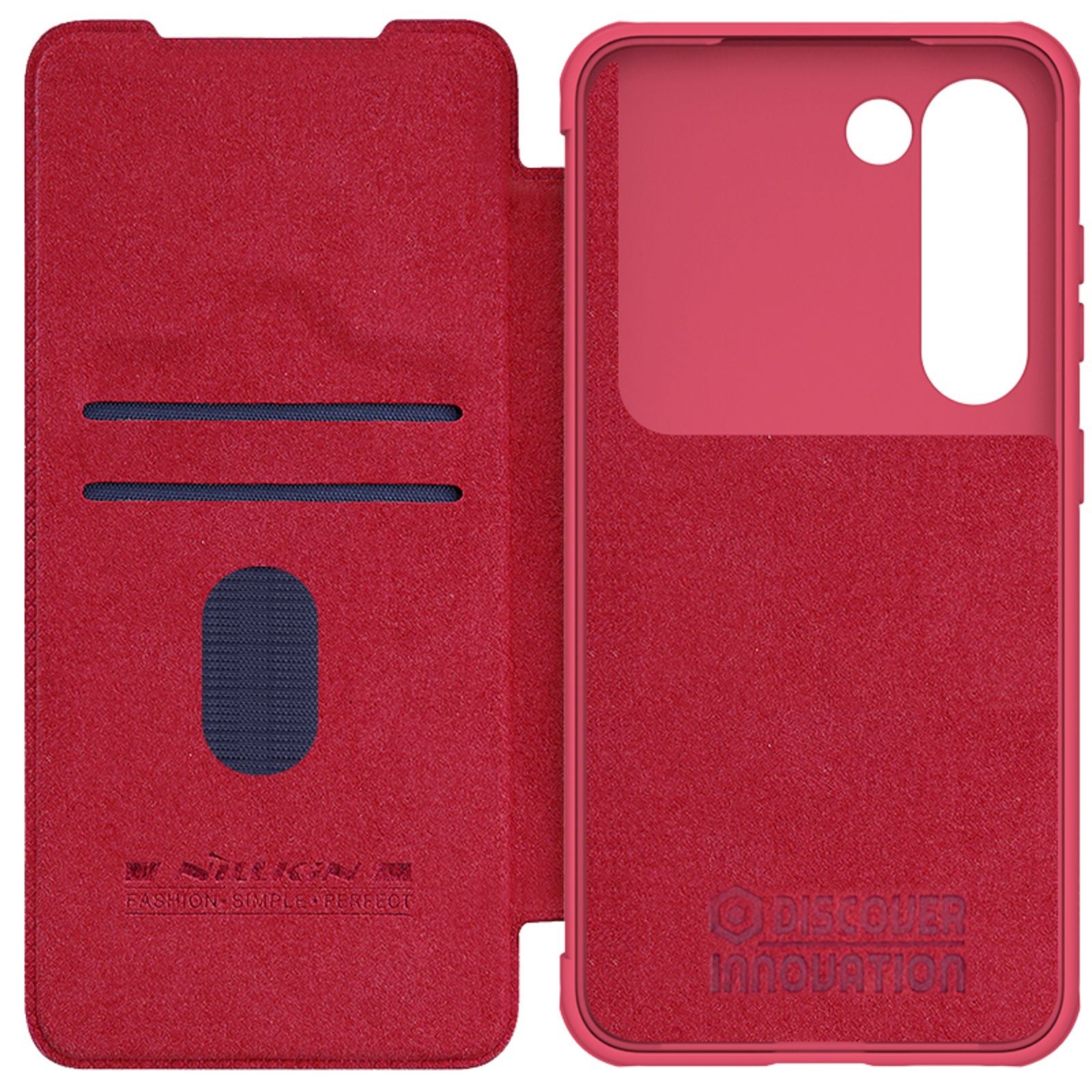 NILLKIN Qin Pro Series for Samsung Galaxy S23 PU Leather Phone Case Card Holder Folio Flip Cover with Slide Lens Protector