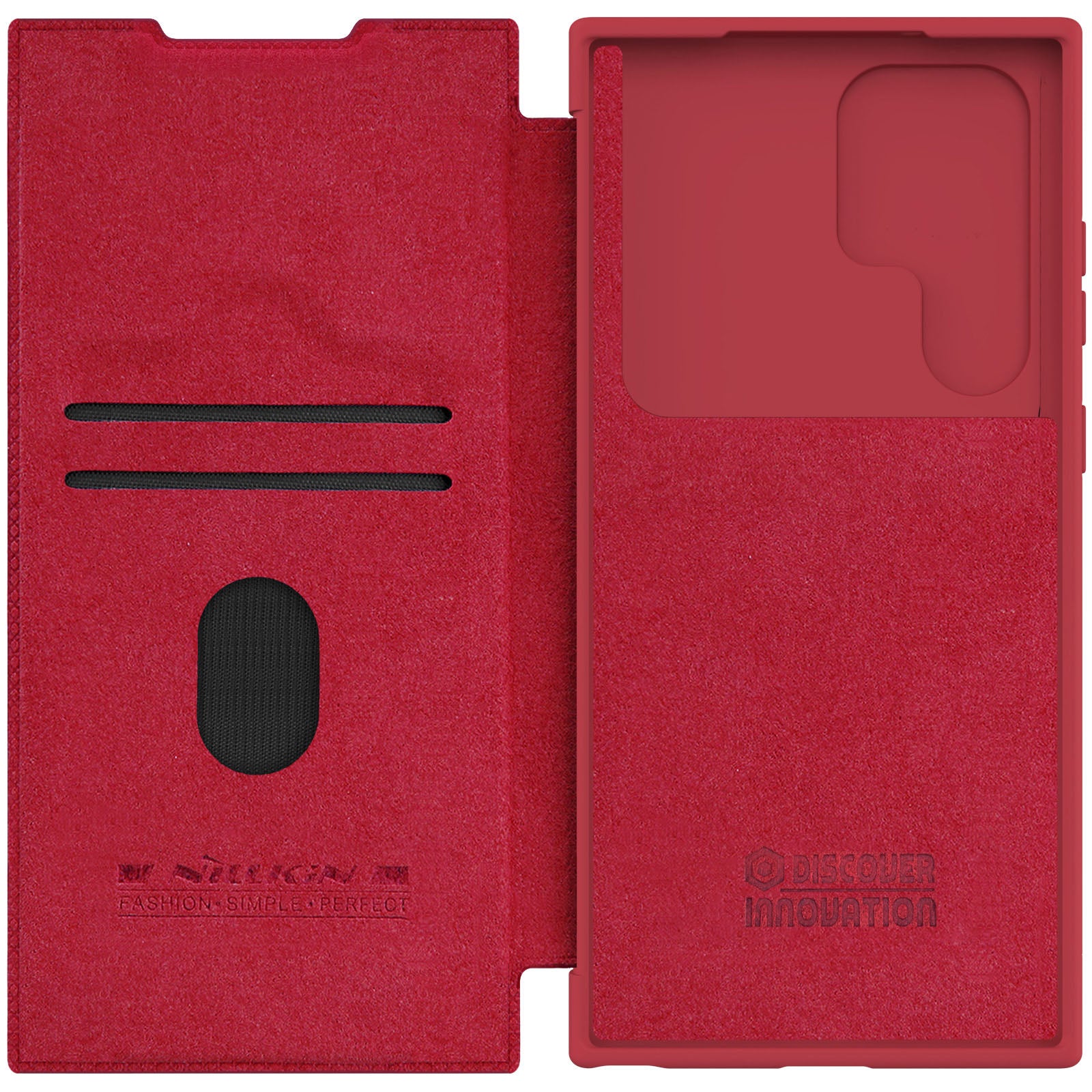 NILLKIN Qin Pro Series pro Samsung Galaxy S23 Ultra PU kožený držák karty Ochranné pouzdro Posuvná ochrana objektivu Kryt telefonu