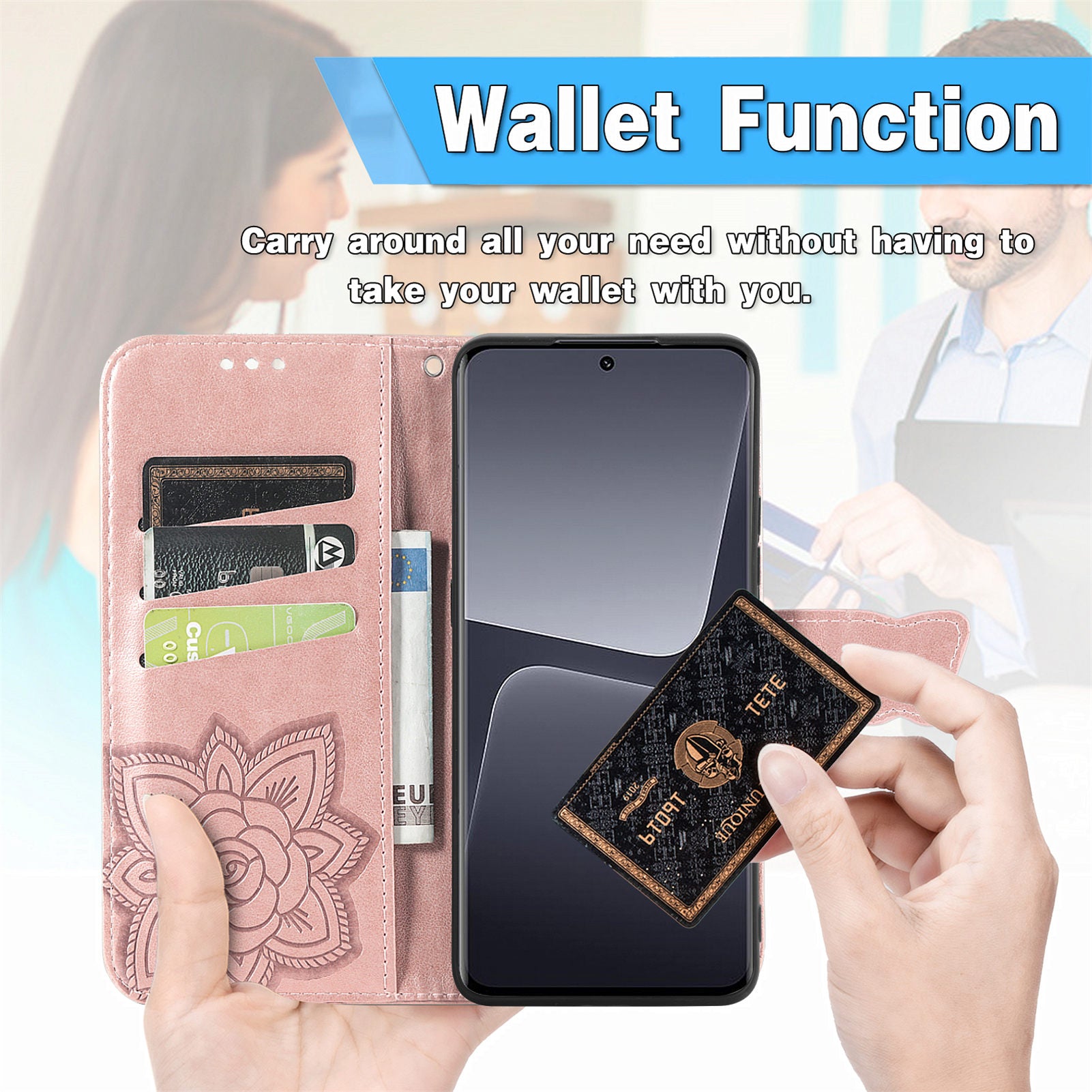 For Xiaomi 13 Pro 5G Imprinted Butterfly Pattern PU Leather Stand Case Strong Magnetic Closure Phone Wallet Cover