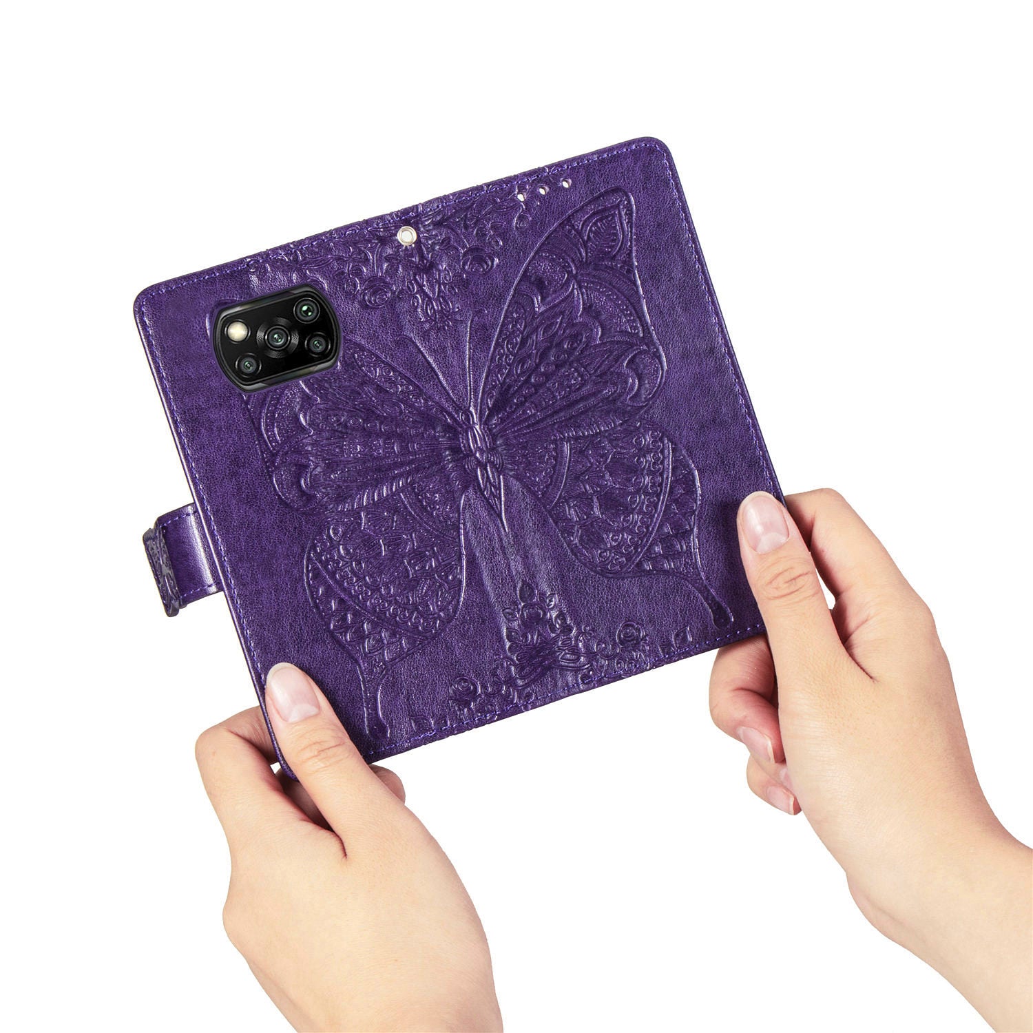 For Xiaomi Poco X3 NFC Poco X3 Poco X3 Pro Imprinted Butterfly Pattern PU Leather Stand Case Magnetic Clasp Phone Wallet Cover