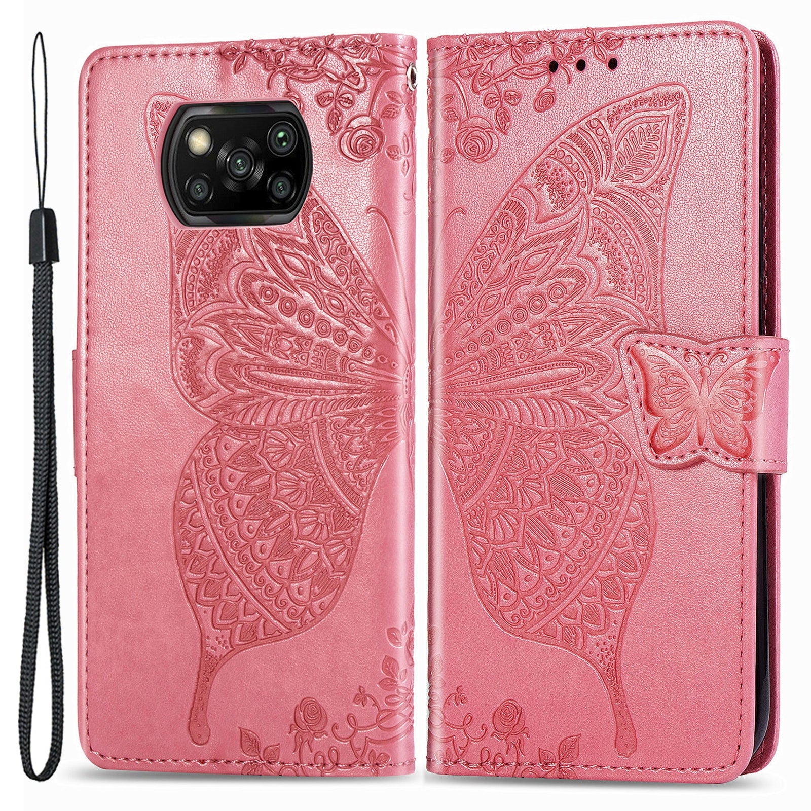 For Xiaomi Poco X3 NFC Poco X3 Poco X3 Pro Imprinted Butterfly Pattern PU Leather Stand Case Magnetic Clasp Phone Wallet Cover