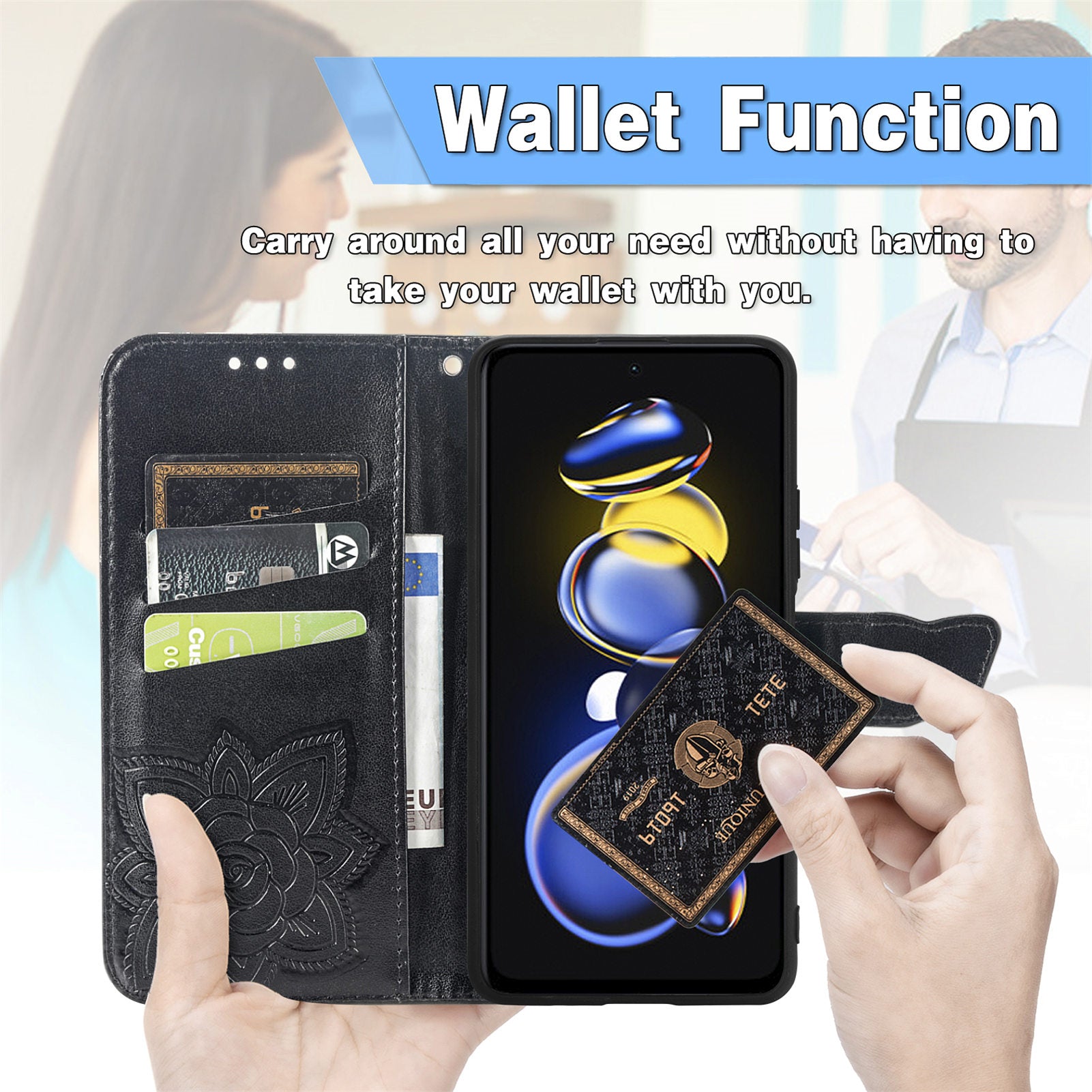 For Xiaomi Redmi Note 11T Pro 5G Note 11T Pro 5G Note 12T Pro 5G Poco X4 GT 5G Redmi K50i 5G Mobile Phone Wallet Stand Cover Imprinted Butterfly Pattern PU Leather Case