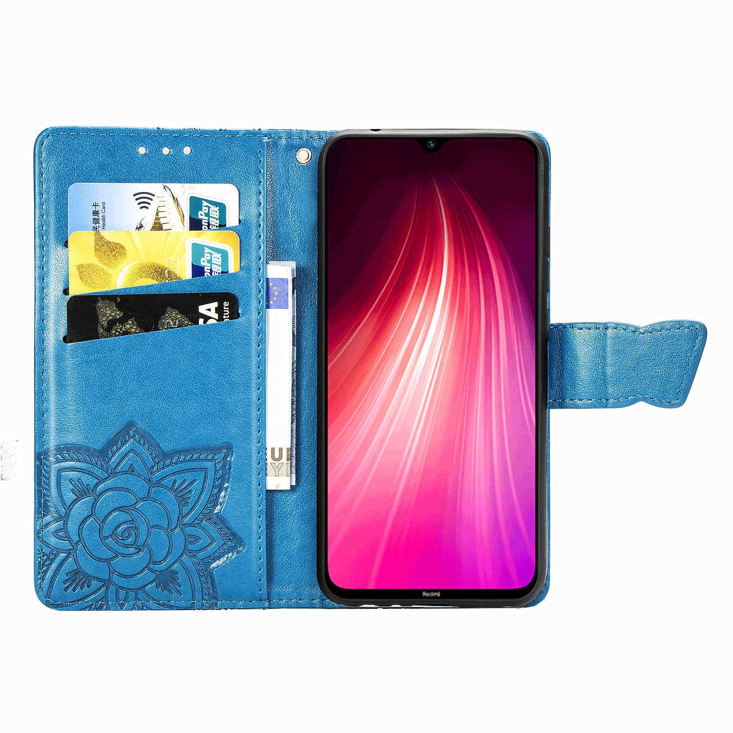 Imprinted Butterfly Pattern Phone Case for Xiaomi Redmi Note 8T Magnetic Clasp PU Leather Stand Wallet Phone Cover