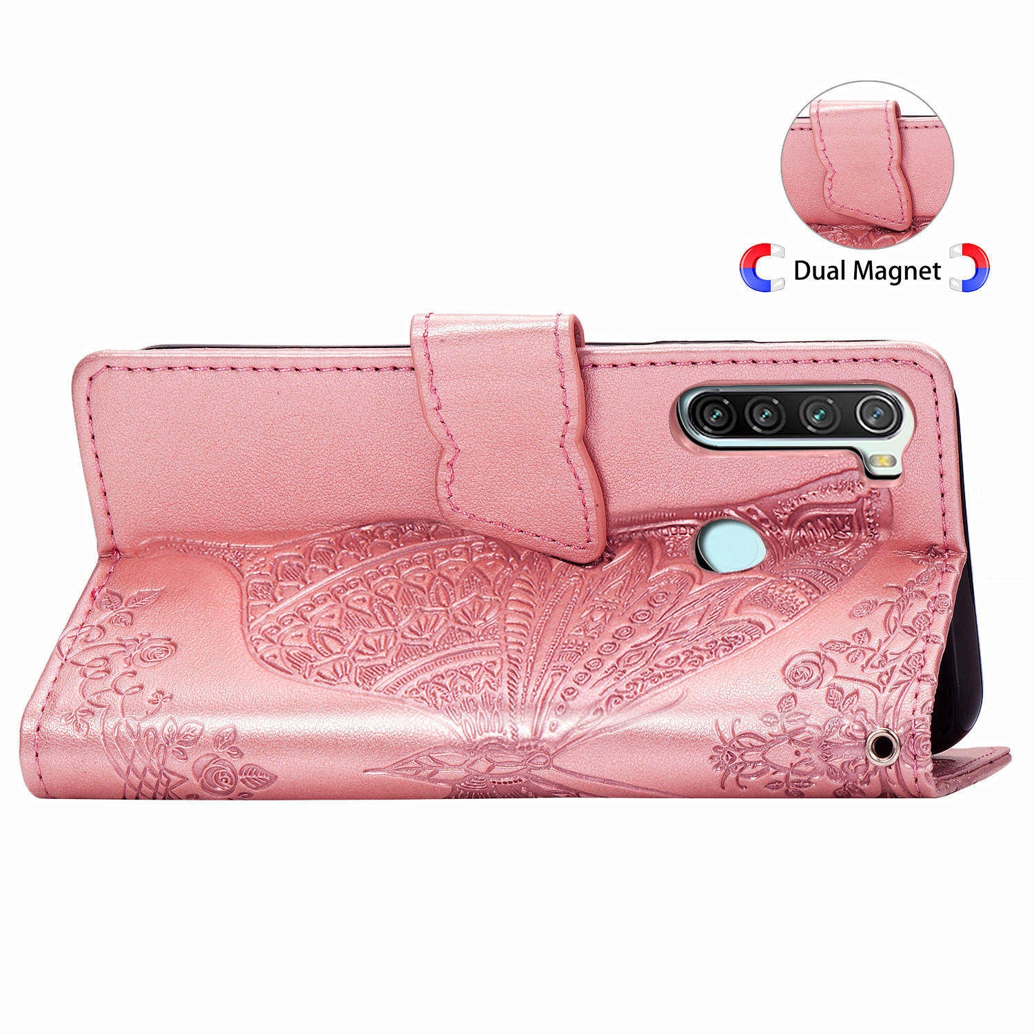 Imprinted Butterfly Pattern Phone Case for Xiaomi Redmi Note 8T Magnetic Clasp PU Leather Stand Wallet Phone Cover