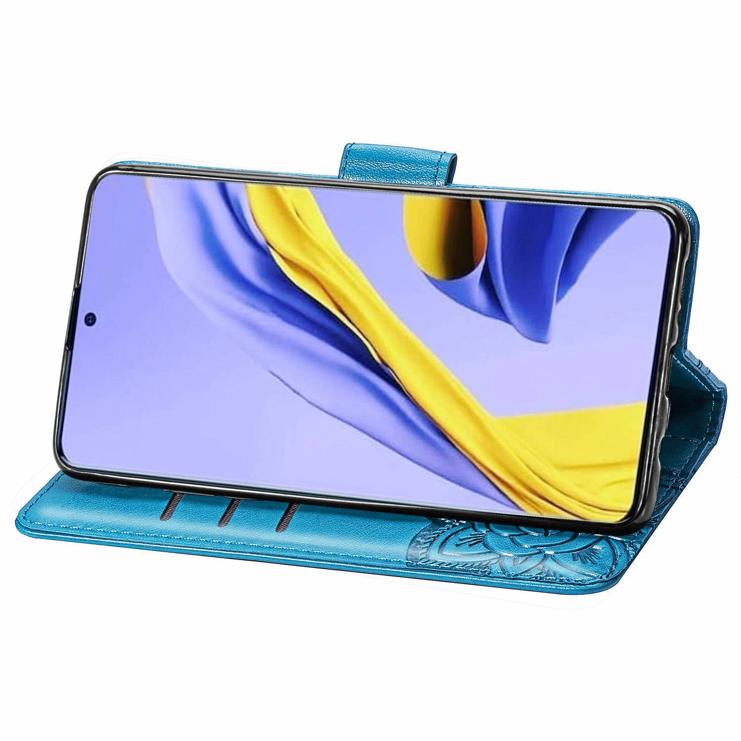 Til Samsung Galaxy A51 4G SM-A515 påtrykt sommerfuglemønster Anti-ridse telefonetui PU læder stativ tegnebogscover med rem