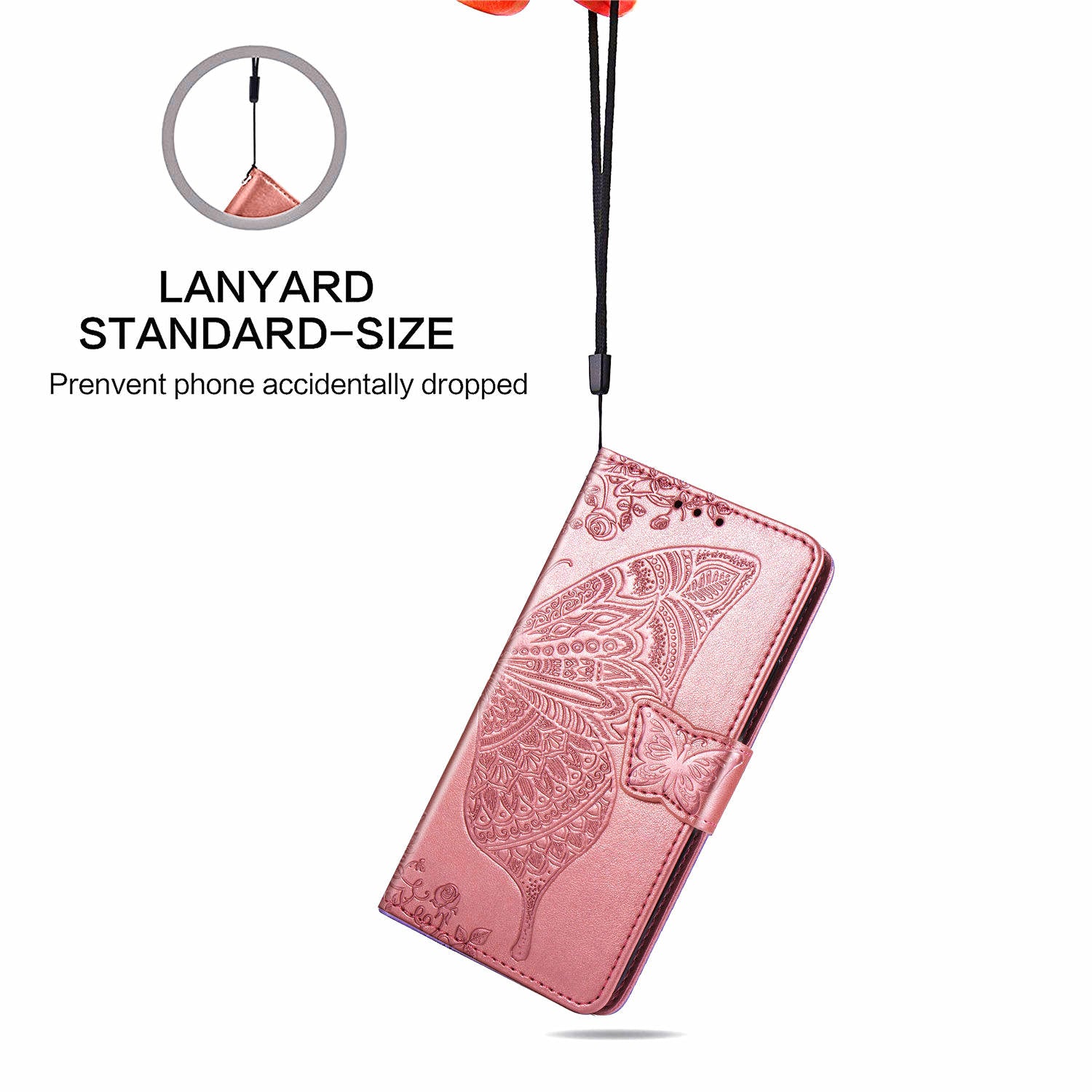 For Samsung Galaxy A71 4G SM-A715 Stand Wallet Phone Case PU Leather Imprinted Butterfly Pattern Magnetic Clasp Cover with Strap