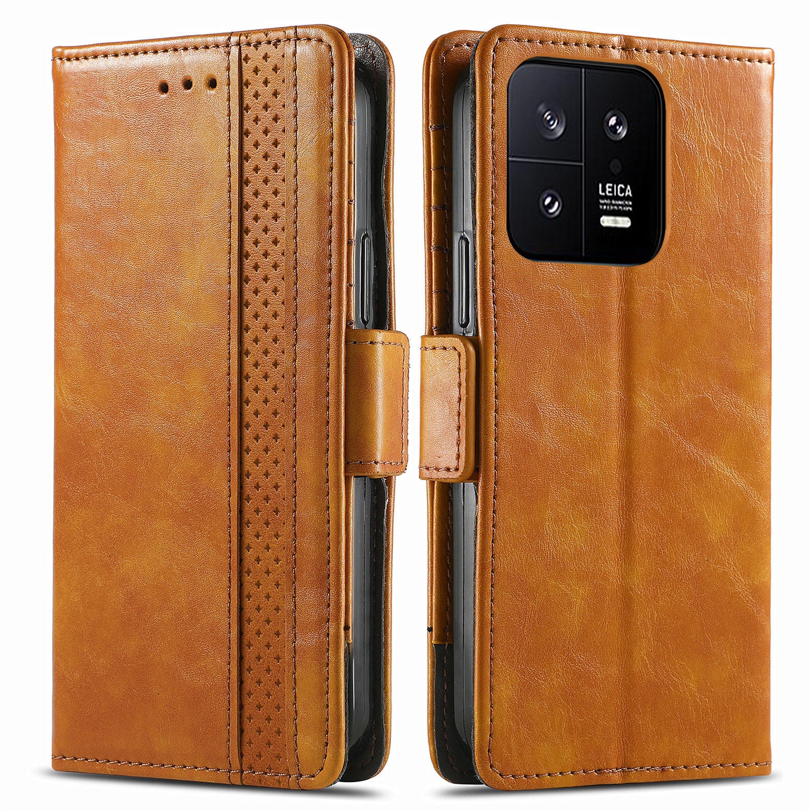 CASENEO 002 Series RFID Blocking Leather Case for Xiaomi 13 5G Business Splicing Style Stand Wallet Phone Cover