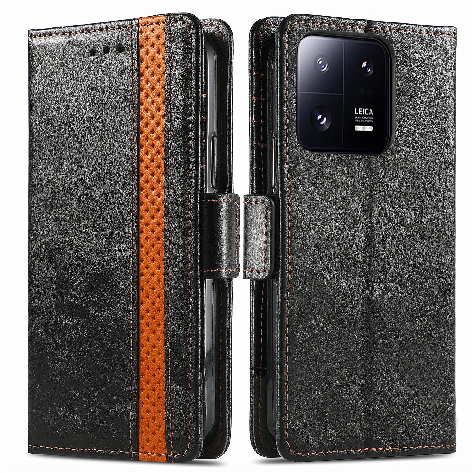 CASENEO 002 Series for Xiaomi 13 Pro 5G Business Splicing Phone Case PU Leather RFID Blocking Wallet Stand Folio Flip Cover