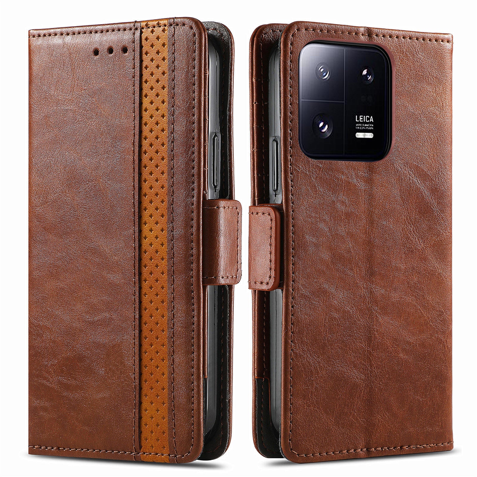 CASENEO 002 Series for Xiaomi 13 Pro 5G Business Splicing Phone Case PU Leather RFID Blocking Wallet Stand Folio Flip Cover