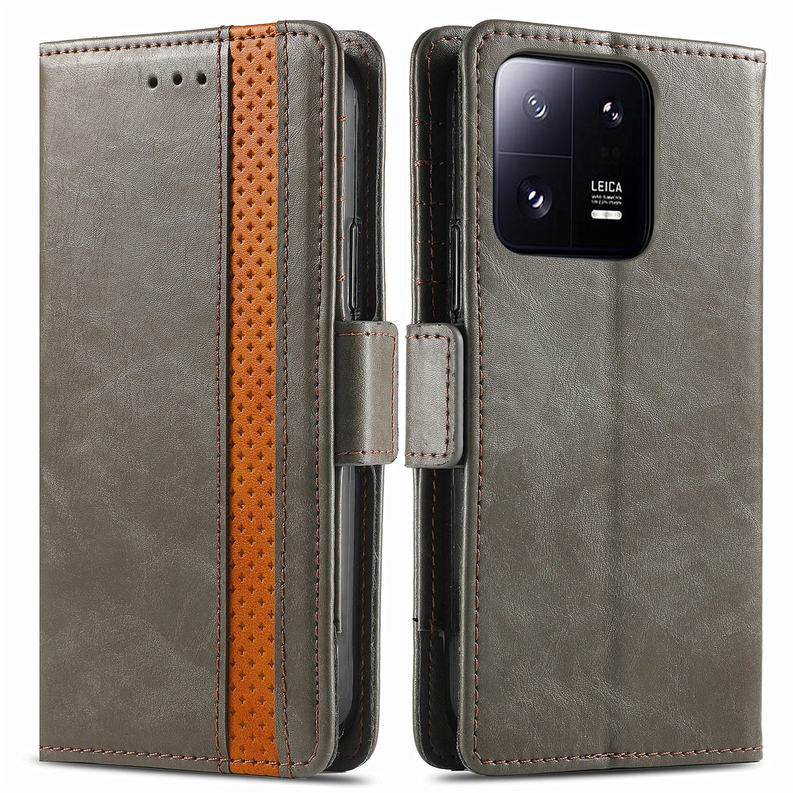 CASENEO 002 Series for Xiaomi 13 Pro 5G Business Splicing Phone Case PU Leather RFID Blocking Wallet Stand Folio Flip Cover