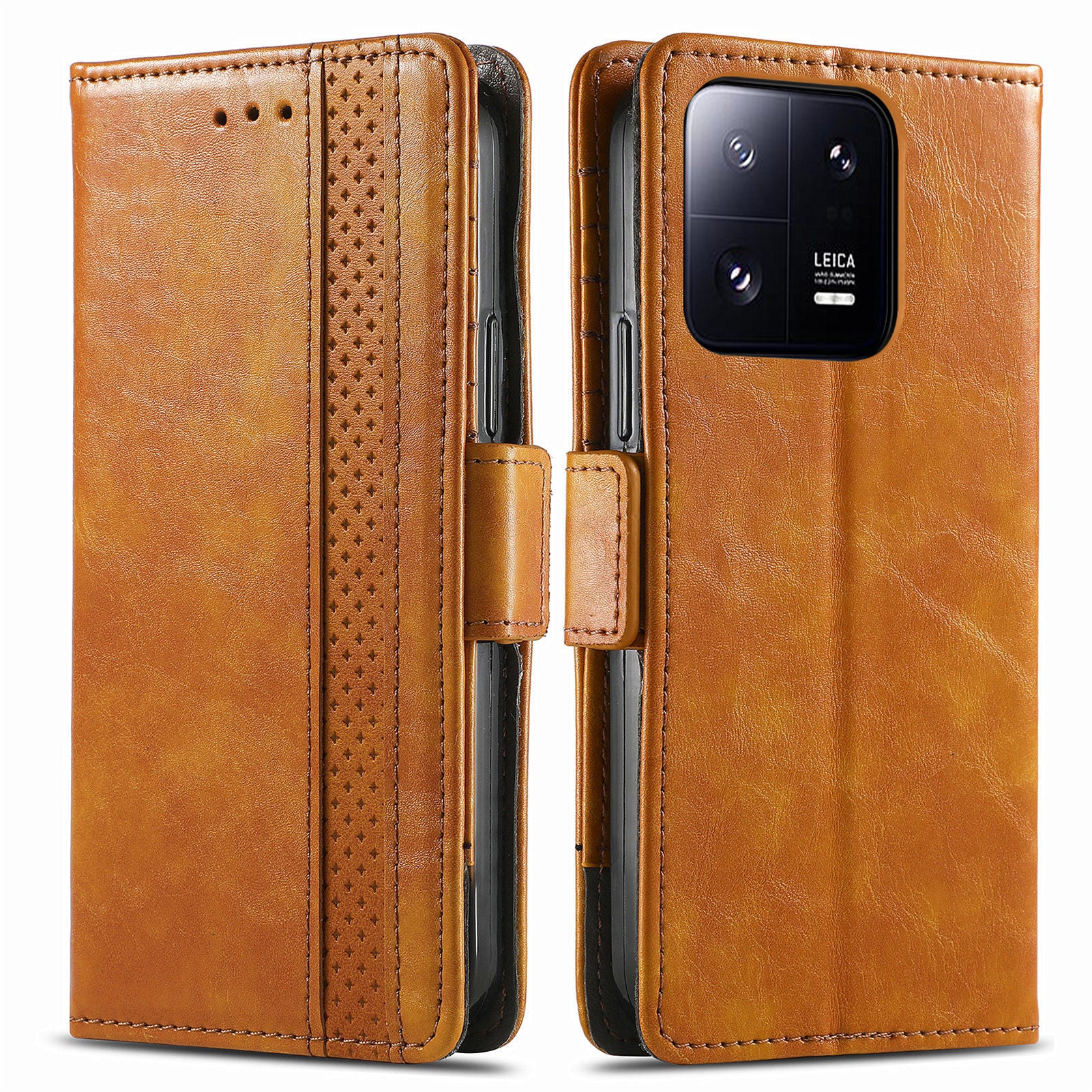 CASENEO 002 Series for Xiaomi 13 Pro 5G Business Splicing Phone Case PU Leather RFID Blocking Wallet Stand Folio Flip Cover