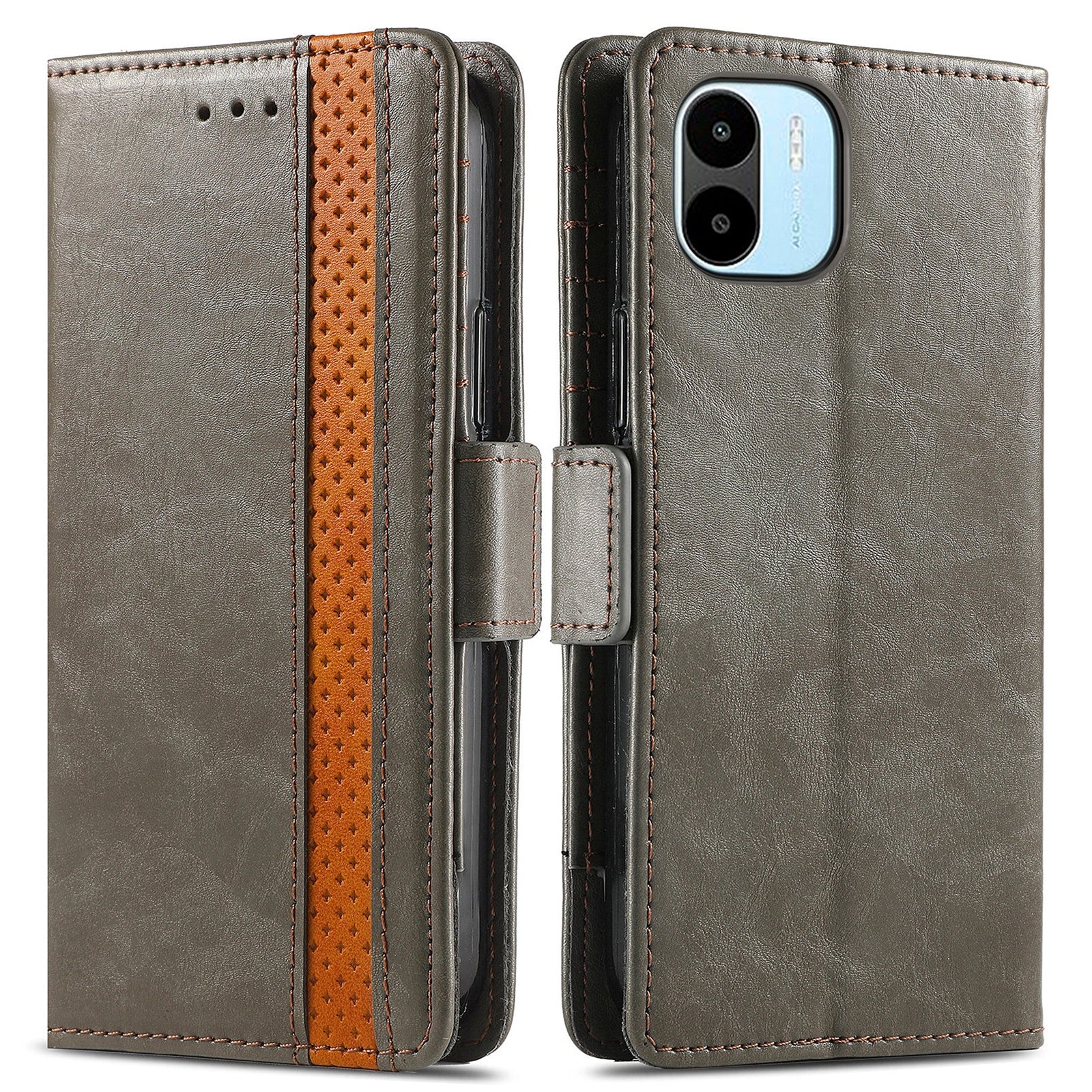 CASENEO 002 Series for Xiaomi Redmi A1 4G A2 4G Mobile Phone Case Wallet Stand PU Leather RFID Blocking Business Splicing Style Phone Cover