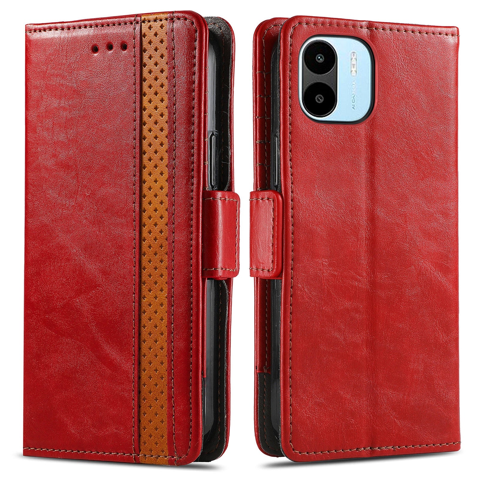 CASENEO 002 Series for Xiaomi Redmi A1 4G A2 4G Mobile Phone Case Wallet Stand PU Leather RFID Blocking Business Splicing Style Phone Cover