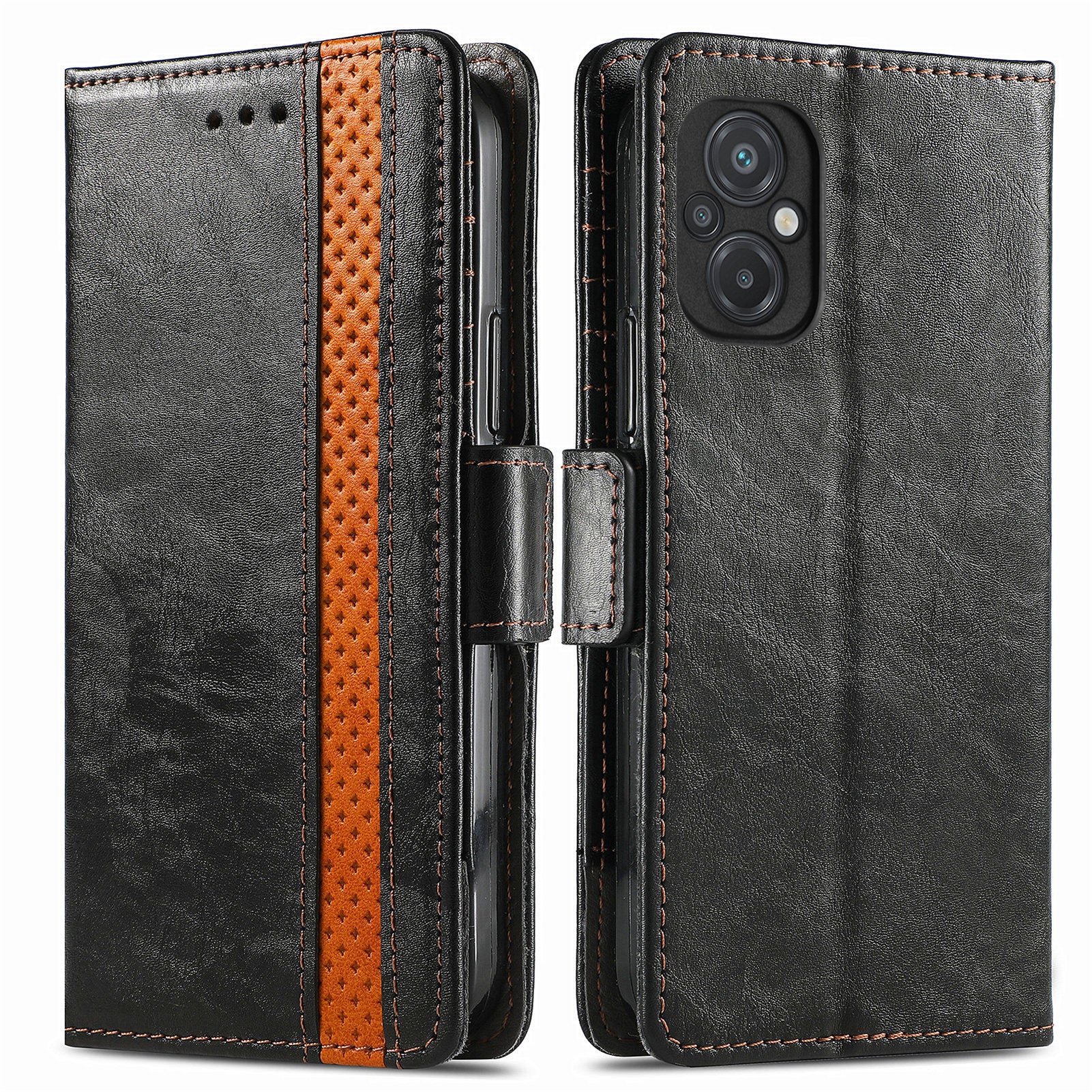 CASENEO 002 Series for Xiaomi Poco M5 4G Business Splicing PU Leather RFID Blocking Phone Case Wallet Stand Anti-drop Cover