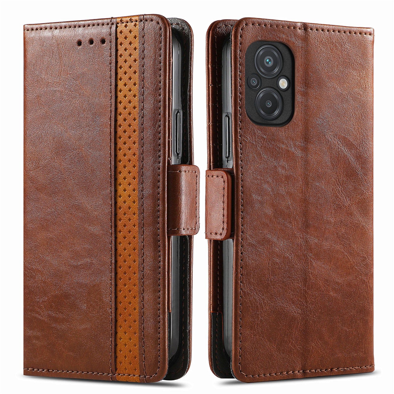 CASENEO 002 Series for Xiaomi Poco M5 4G Business Splicing PU Leather RFID Blocking Phone Case Wallet Stand Anti-drop Cover