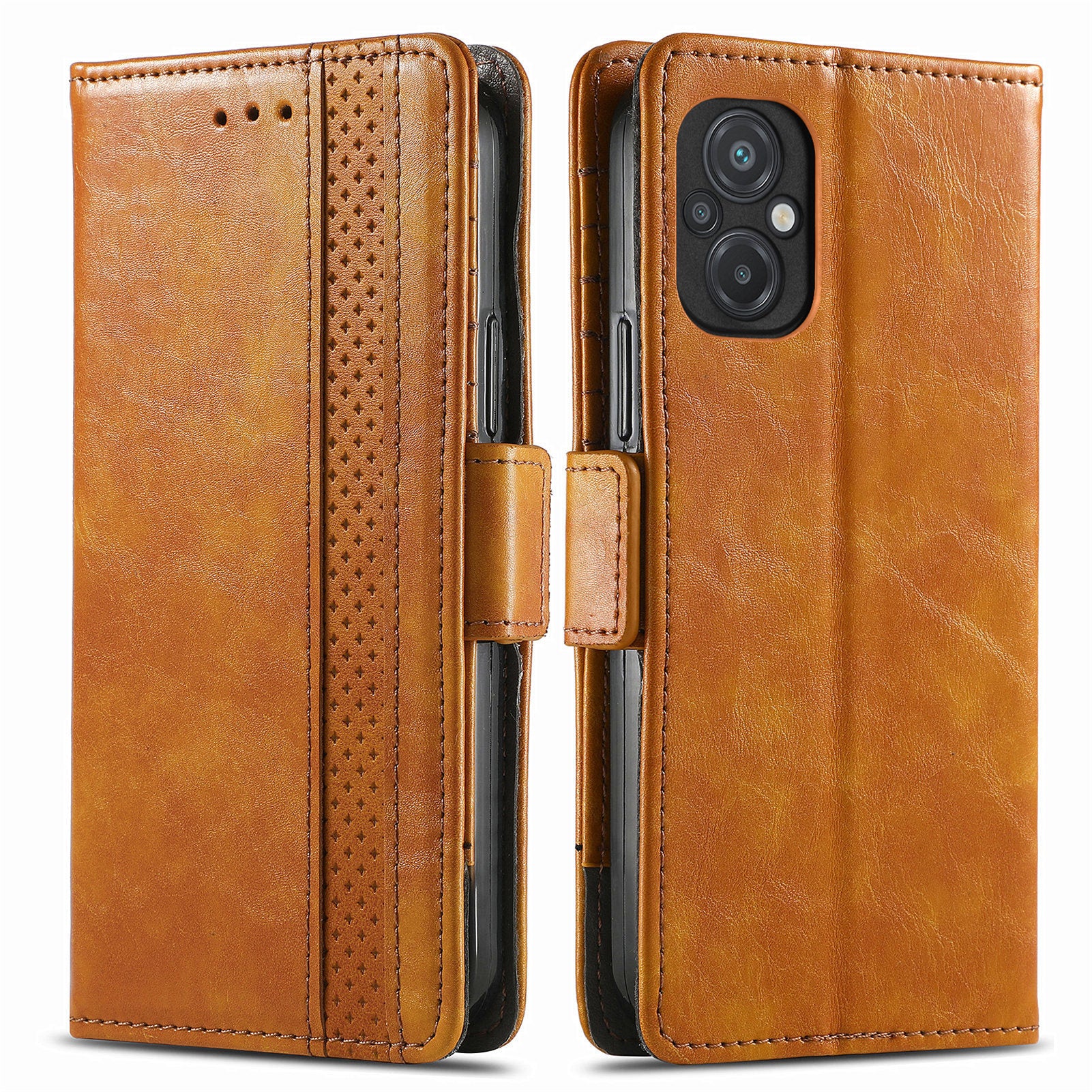 CASENEO 002 Series for Xiaomi Poco M5 4G Business Splicing PU Leather RFID Blocking Phone Case Wallet Stand Anti-drop Cover