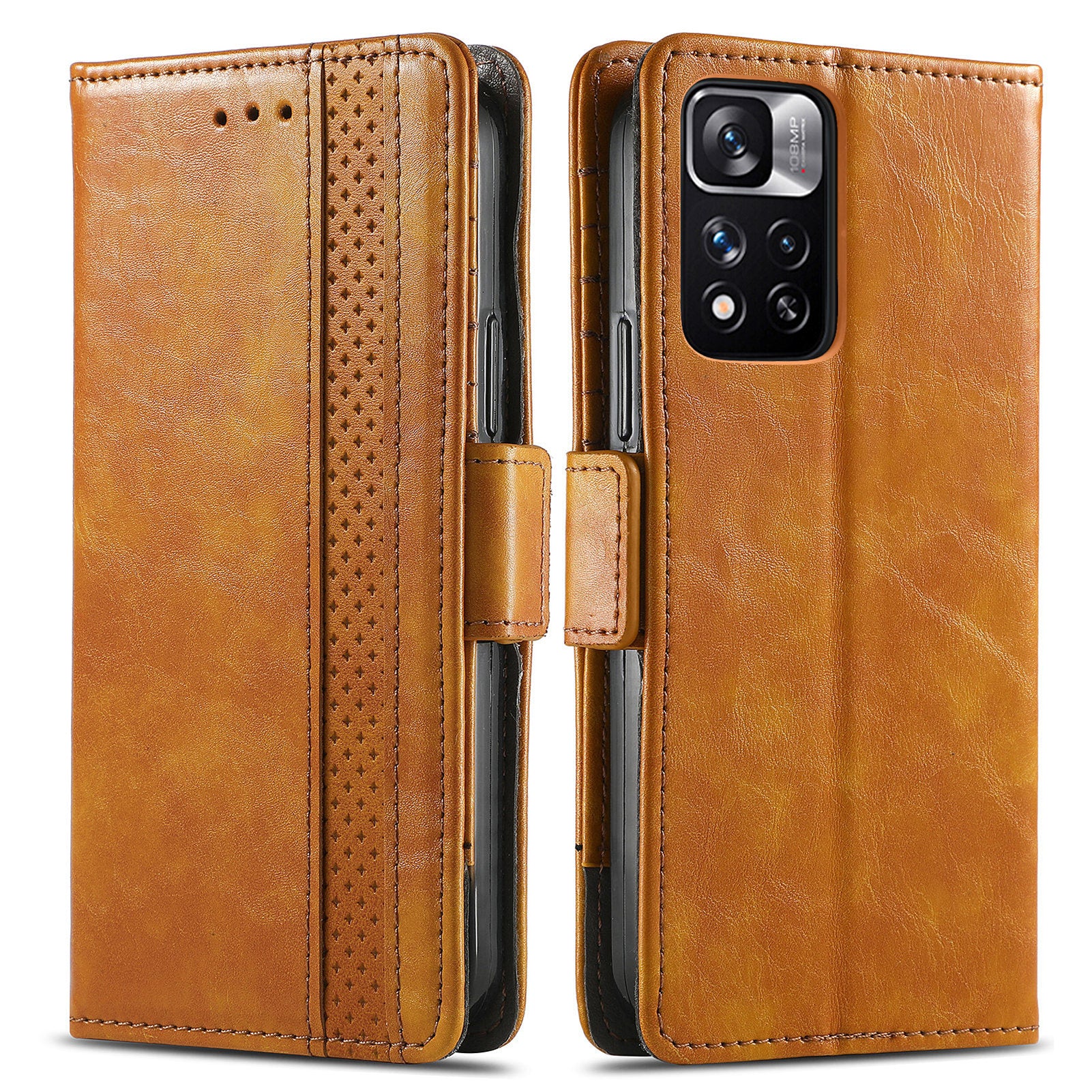 CASENEO 002 Series for Xiaomi Poco X4 NFC Redmi Note 11 Pro 5G (China) (MediaTek) RFID Blocking PU Leather Phone Case Business Splicing Wallet Stand Cover