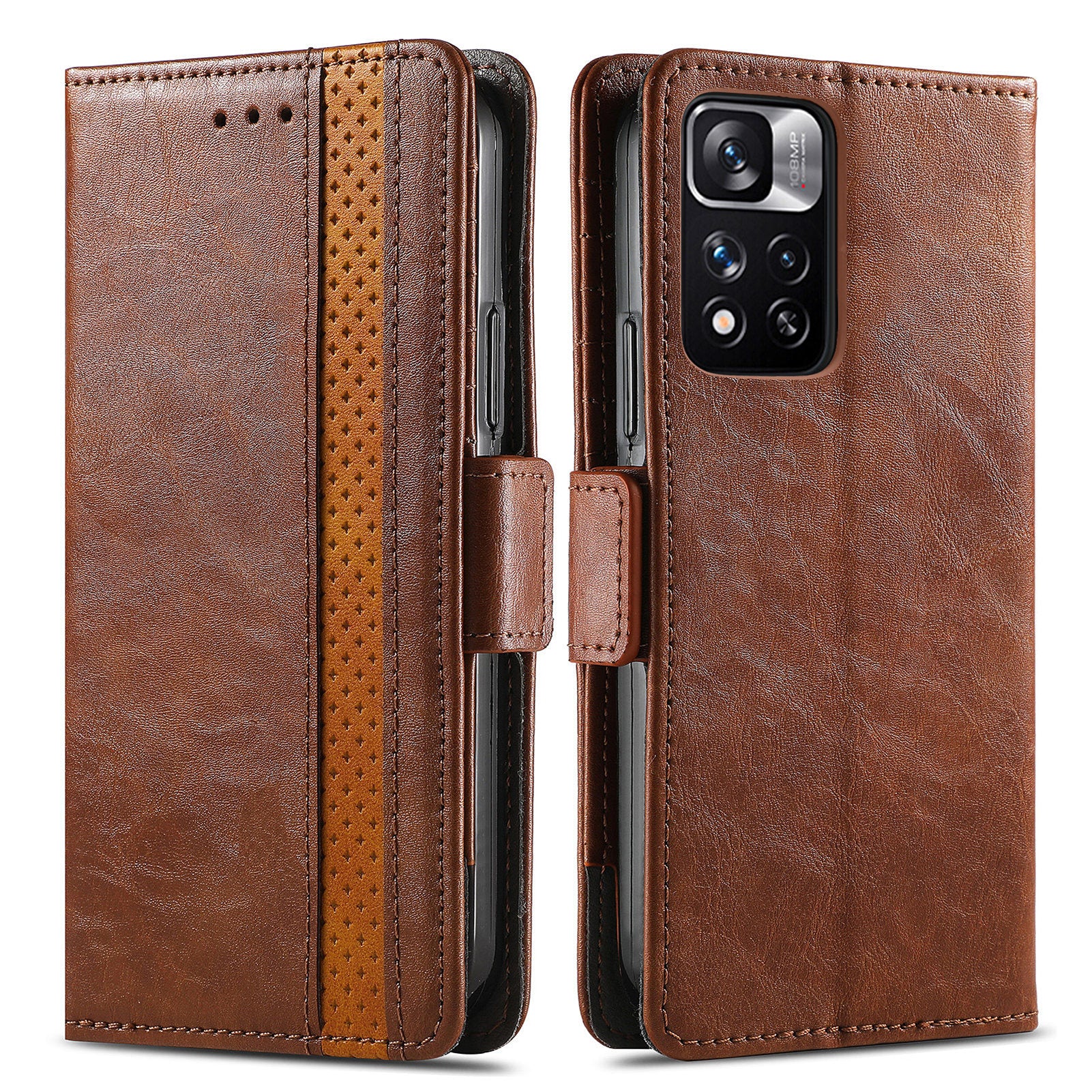CASENEO 002 Series for Xiaomi Poco X4 NFC Redmi Note 11 Pro 5G (China) (MediaTek) RFID Blocking PU Leather Phone Case Business Splicing Wallet Stand Cover