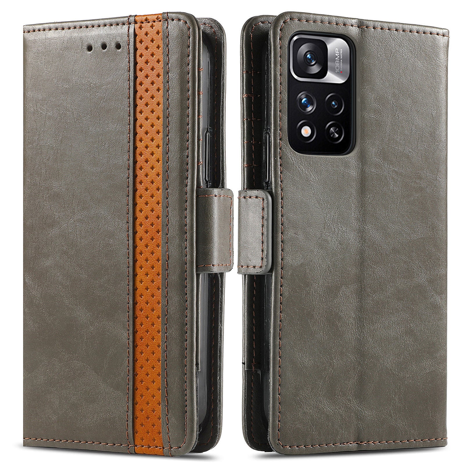 CASENEO 002 Series for Xiaomi Poco X4 NFC Redmi Note 11 Pro 5G (China) (MediaTek) RFID Blocking PU Leather Phone Case Business Splicing Wallet Stand Cover