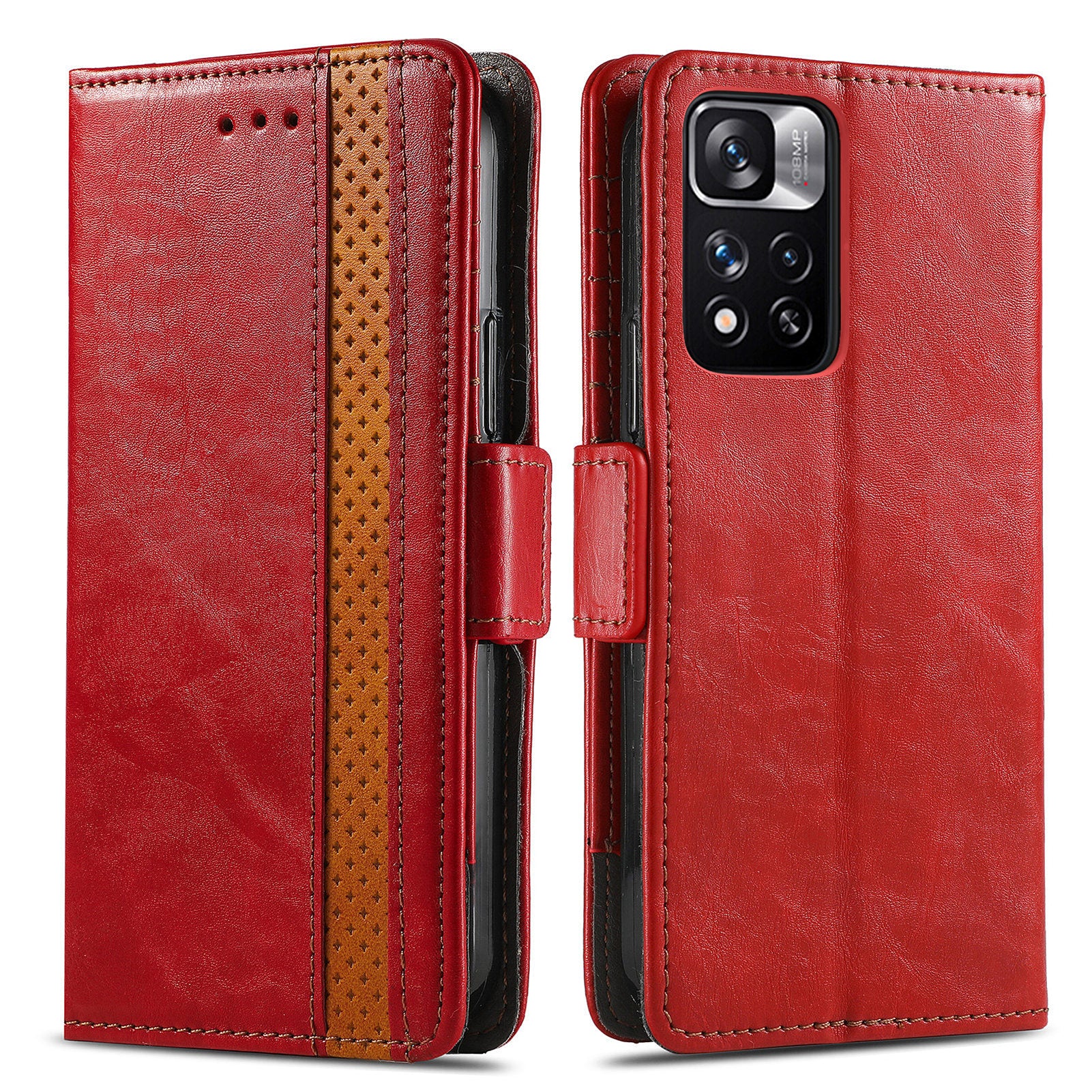 CASENEO 002 Series for Xiaomi Poco X4 NFC Redmi Note 11 Pro 5G (China) (MediaTek) RFID Blocking PU Leather Phone Case Business Splicing Wallet Stand Cover