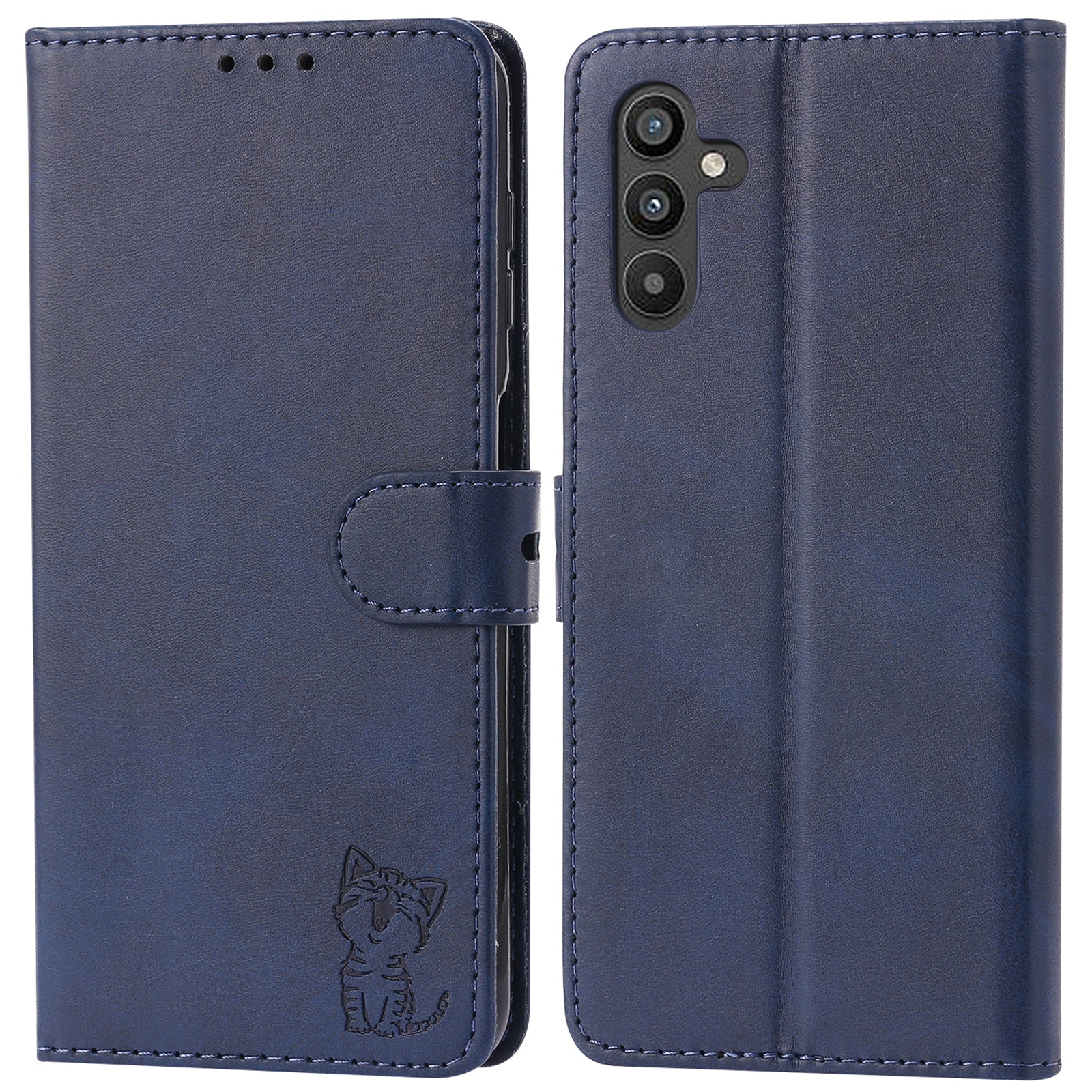 For Samsung Galaxy A34 5G Happy Cat Pattern Imprinted PU Leather Case Full Protection Phone Stand Wallet Cover