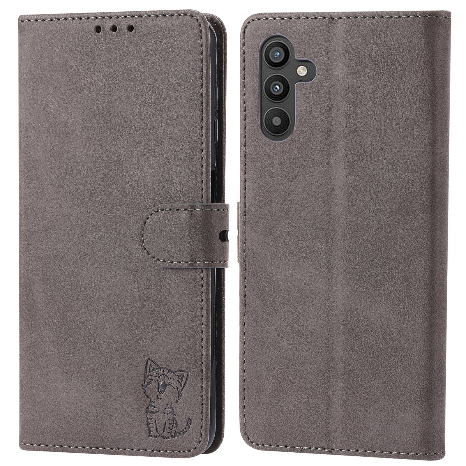 For Samsung Galaxy A34 5G Happy Cat Pattern Imprinted PU Leather Case Full Protection Phone Stand Wallet Cover