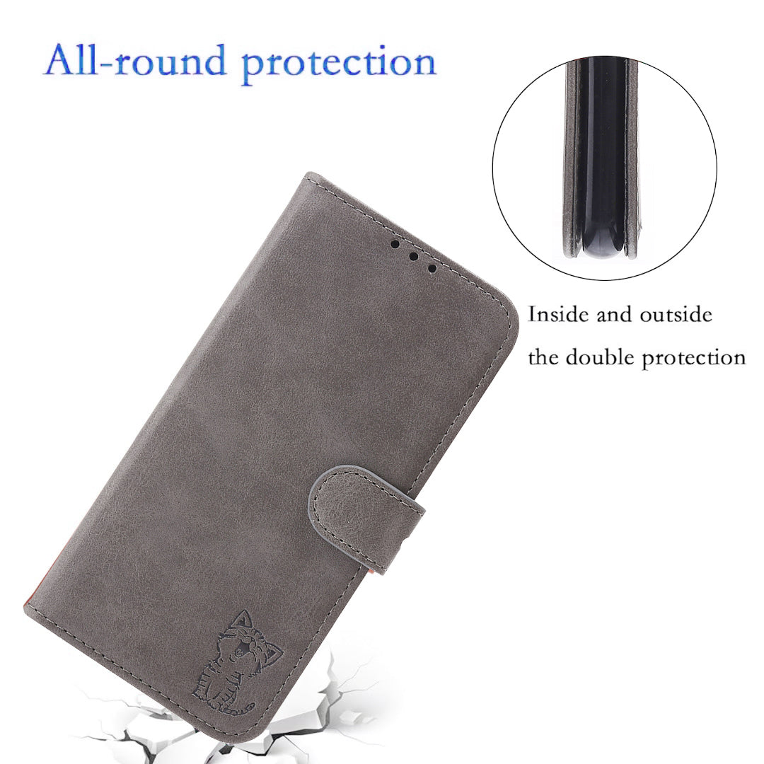 For Samsung Galaxy A34 5G Happy Cat Pattern Imprinted PU Leather Case Full Protection Phone Stand Wallet Cover