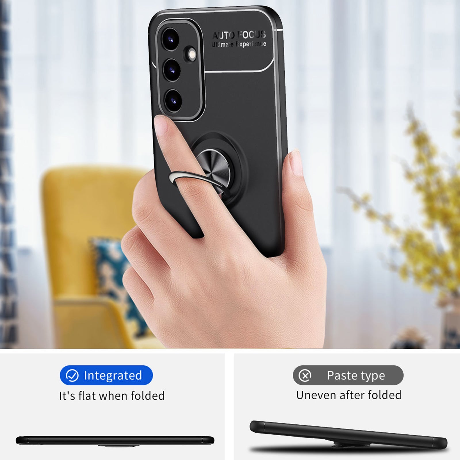 Til Samsung Galaxy A34 5G Anti-drop TPU Telefon Case Ring Holder Kickstand Beskyttelsescover