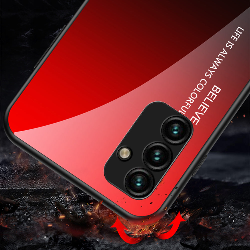 For Samsung Galaxy A34 5G Gradient Color Drop-proof Phone Case Tempered Glass PC TPU Protective Case