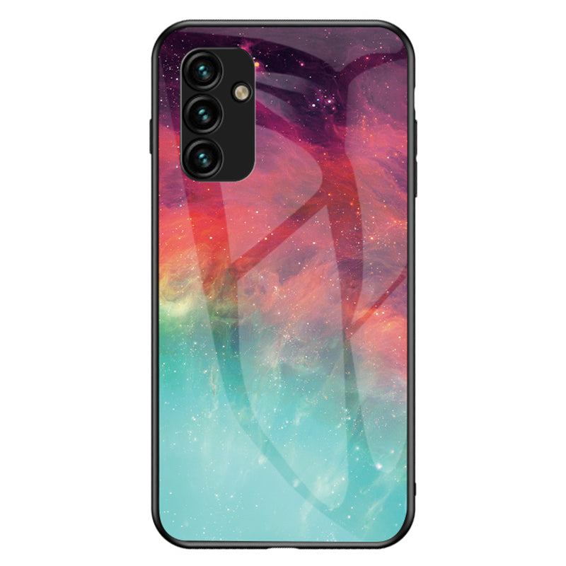 For Samsung Galaxy A34 5G Starry Sky Pattern Printing Phone Cover Tempered Glass Hard PC Soft TPU Shockproof Case