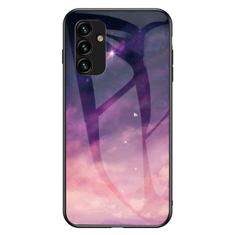 For Samsung Galaxy A34 5G Starry Sky Pattern Printing Phone Cover Tempered Glass Hard PC Soft TPU Shockproof Case