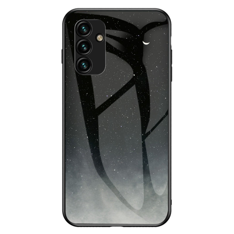 For Samsung Galaxy A34 5G Starry Sky Pattern Printing Phone Cover Tempered Glass Hard PC Soft TPU Shockproof Case