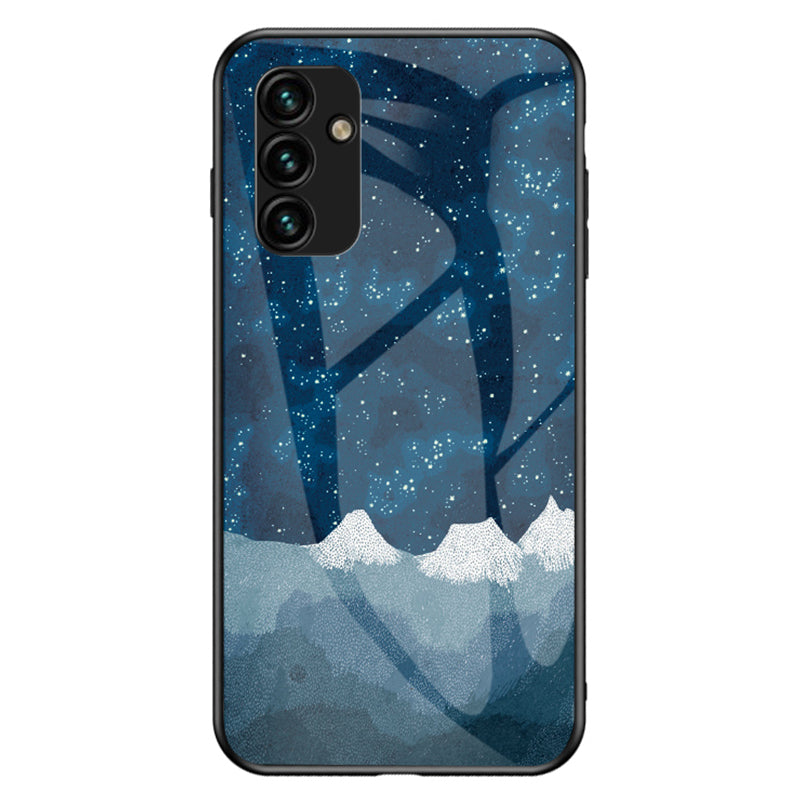 For Samsung Galaxy A34 5G Starry Sky Pattern Printing Phone Cover Tempered Glass Hard PC Soft TPU Shockproof Case