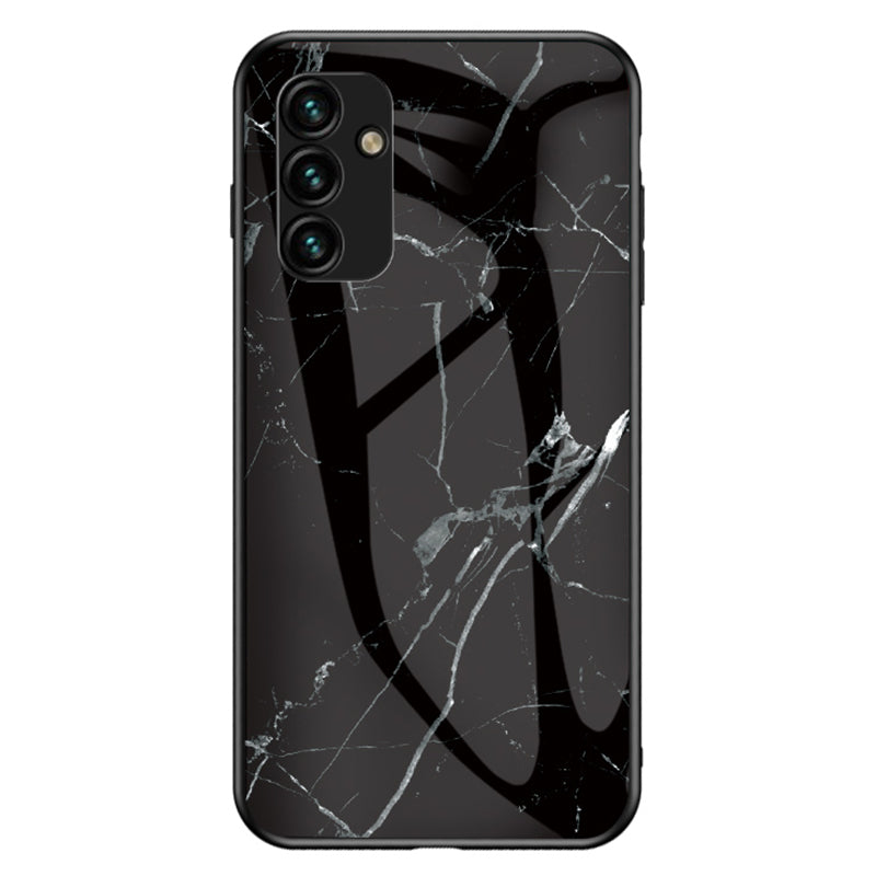 Til Samsung Galaxy A34 5G Marmormønster Udskrivning Hærdet glas PC TPU Telefon Case Anti-drop bagcover