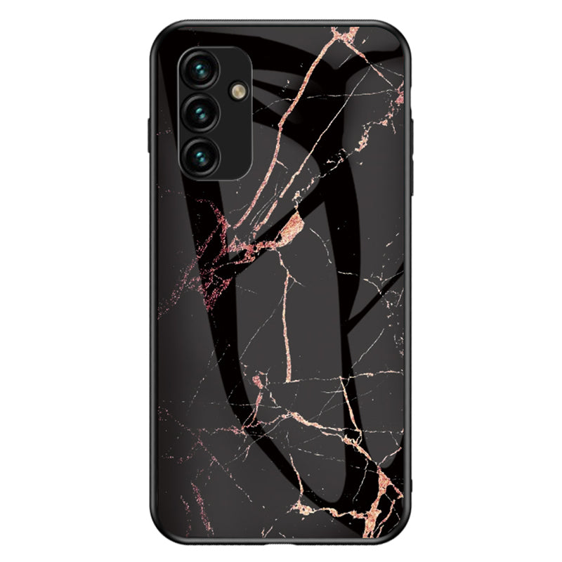 Til Samsung Galaxy A34 5G Marmormønster Udskrivning Hærdet glas PC TPU Telefon Case Anti-drop bagcover