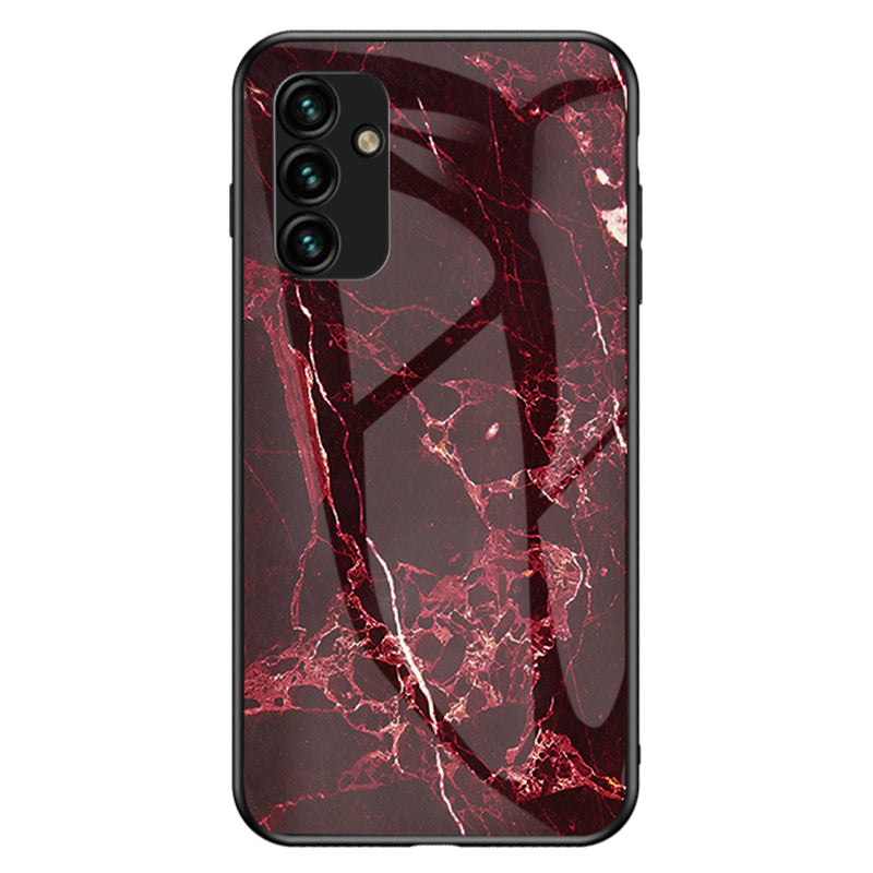 Til Samsung Galaxy A34 5G Marmormønster Udskrivning Hærdet glas PC TPU Telefon Case Anti-drop bagcover