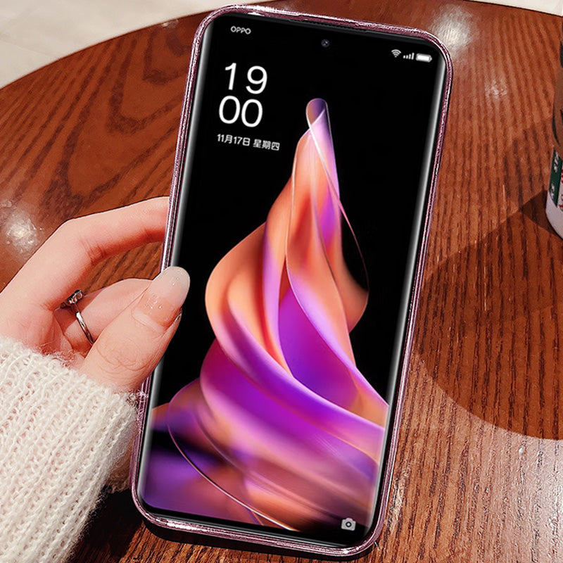For Oppo Reno9 Pro 5G Glitter Powder Rhinestone Design Mobile Phone Case Flower Pattern Decor Flexible TPU Cell Phone Cover