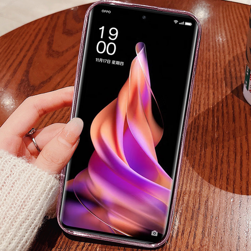 Flower Pattern Decor Phone Cover for Oppo Reno9 5G Rhinestone Design Glitter Powder Flexible TPU Smartphone Case
