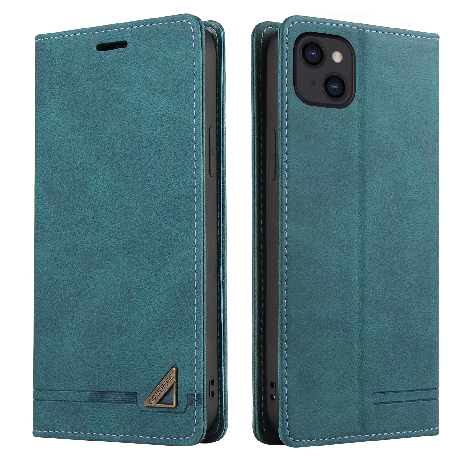 GQ.UTROBE 008 Series For iPhone 14 Anti-drop RFID Blocking Skin-touch Feeling PU Leather Stand Wallet Phone Case