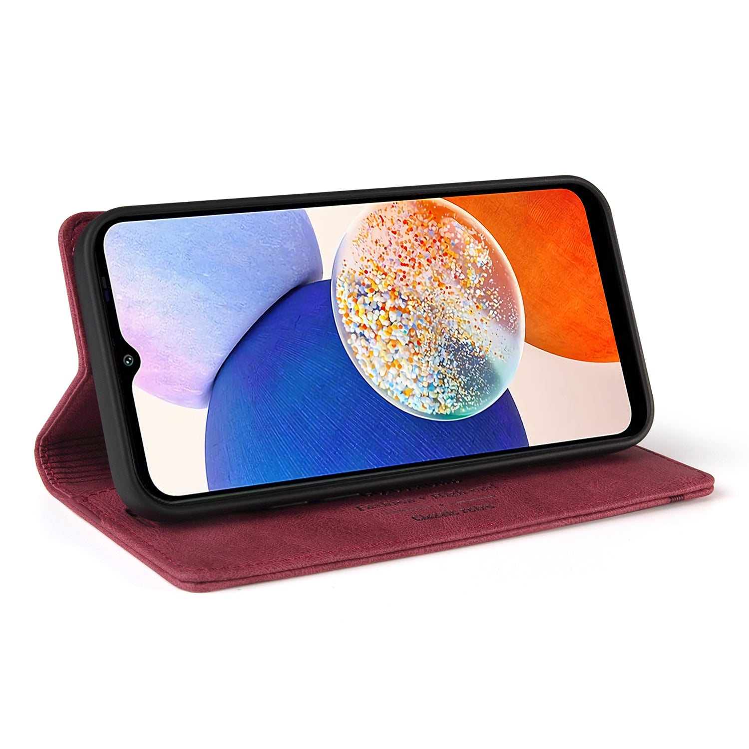 GQ.UTROBE 008 Series For Samsung Galaxy A14 5G RFID Blocking Skin-touch Feeling Full Coverage PU Leather Stand Wallet Phone Case